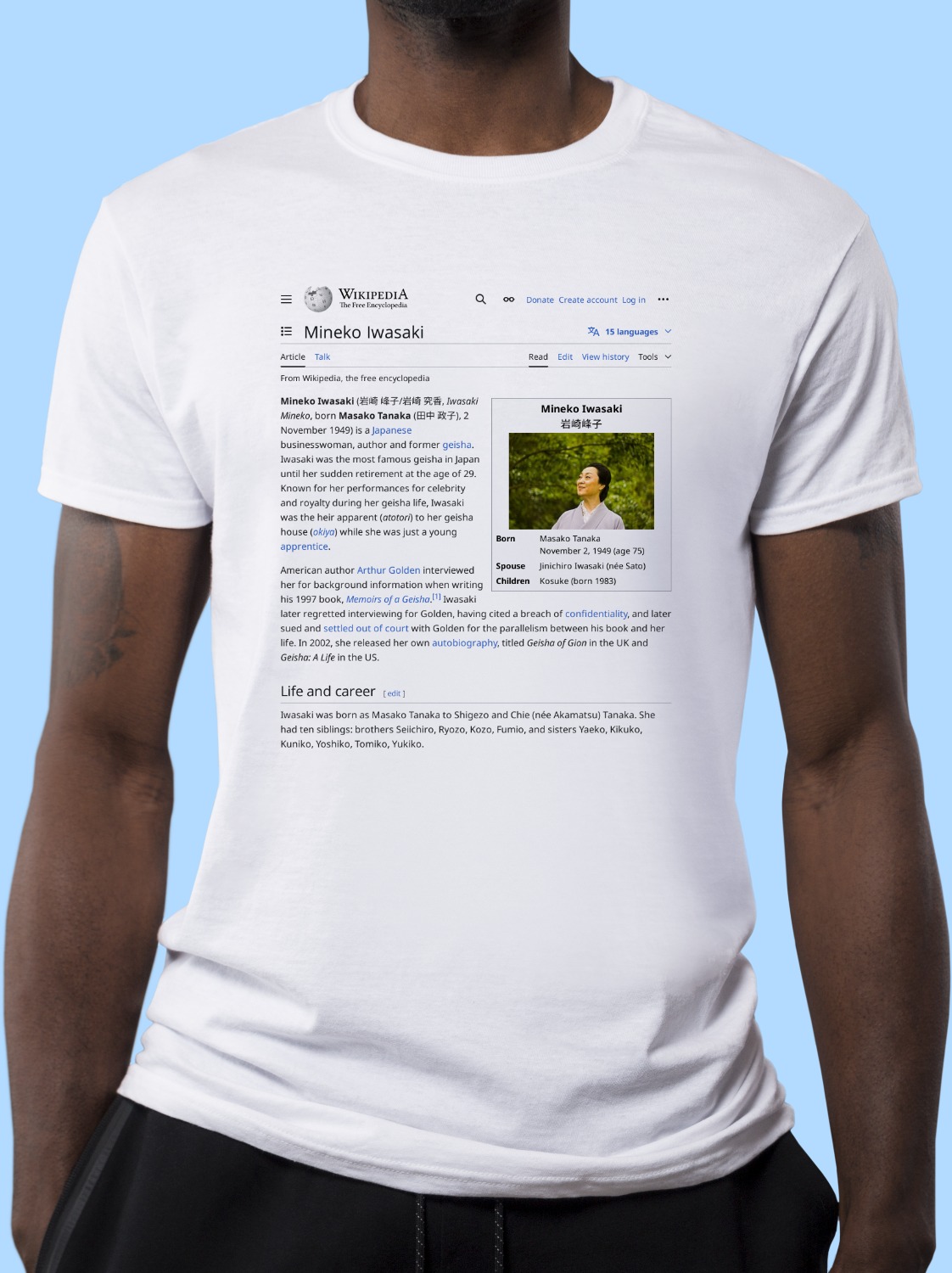 Mineko_Iwasaki Wikipedia Shirt