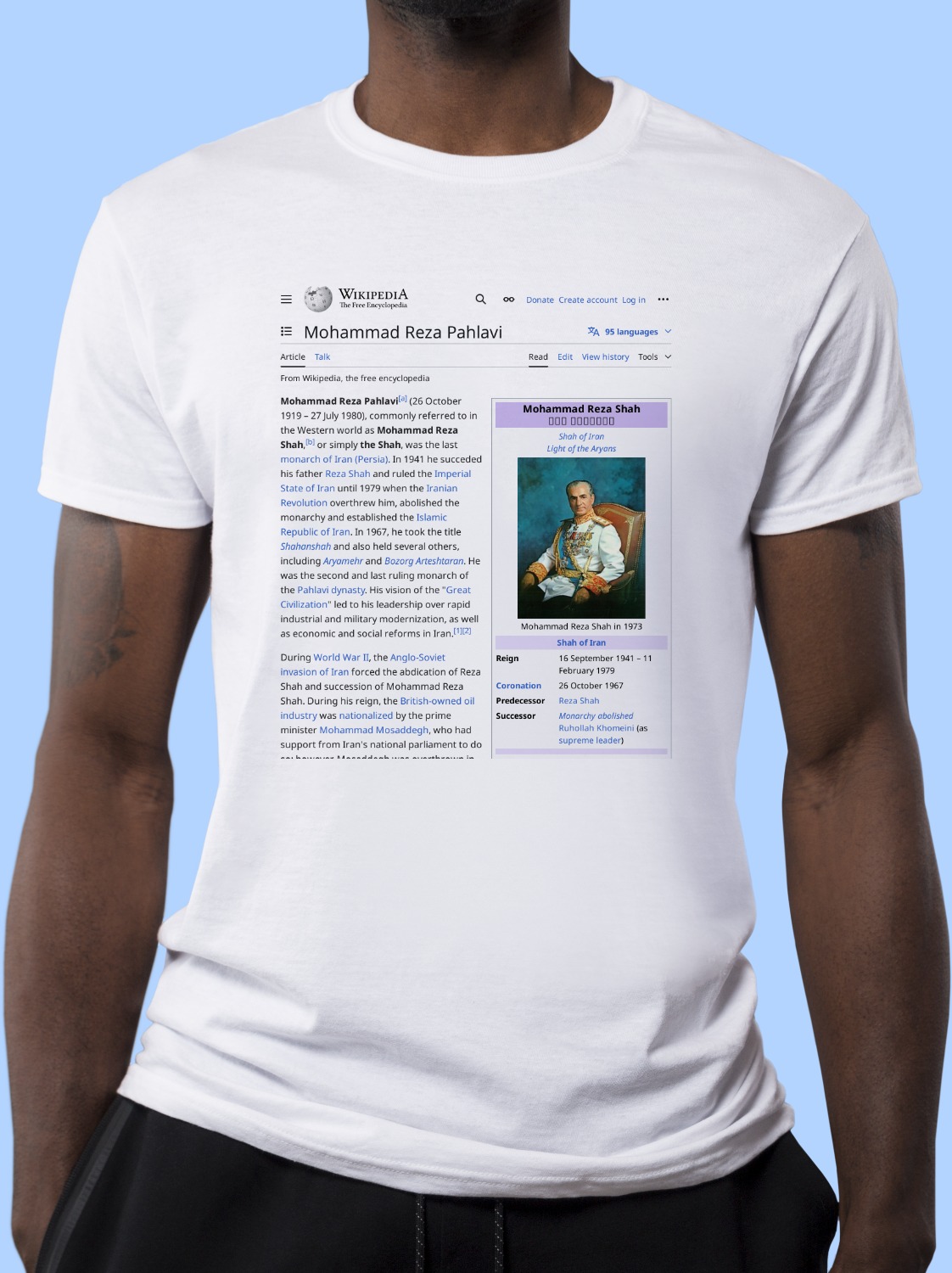 Mohammad_Reza_Pahlavi Wikipedia Shirt
