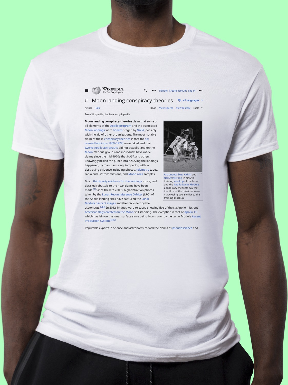 Moon_landing_conspiracy_theories Wikipedia Shirt