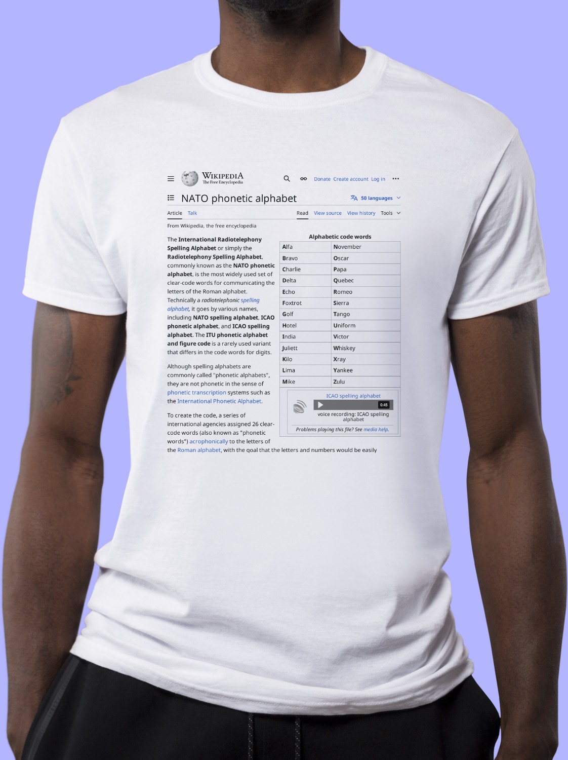 NATO_phonetic_alphabet Wikipedia Shirt