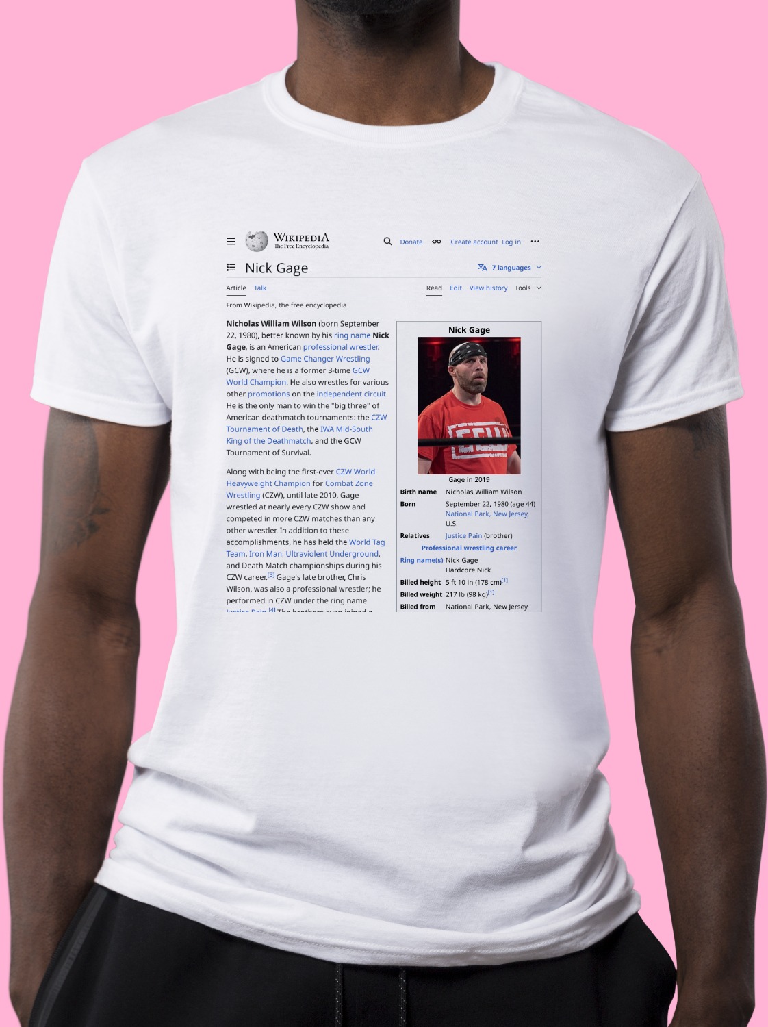 Nick_Gage Wikipedia Shirt