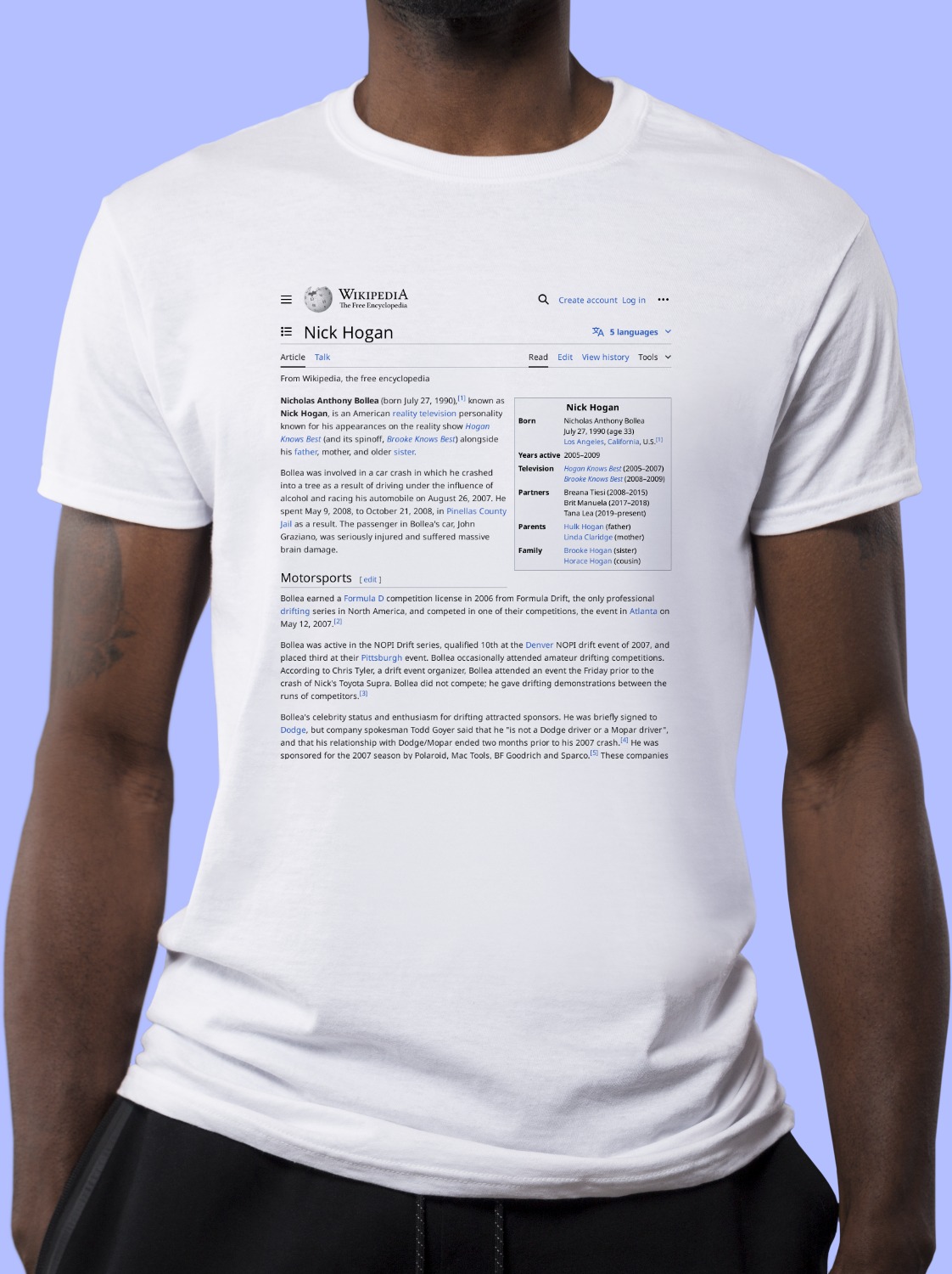 vakuum Initiativ lineær Nick Hogan Wikipedia T-Shirt