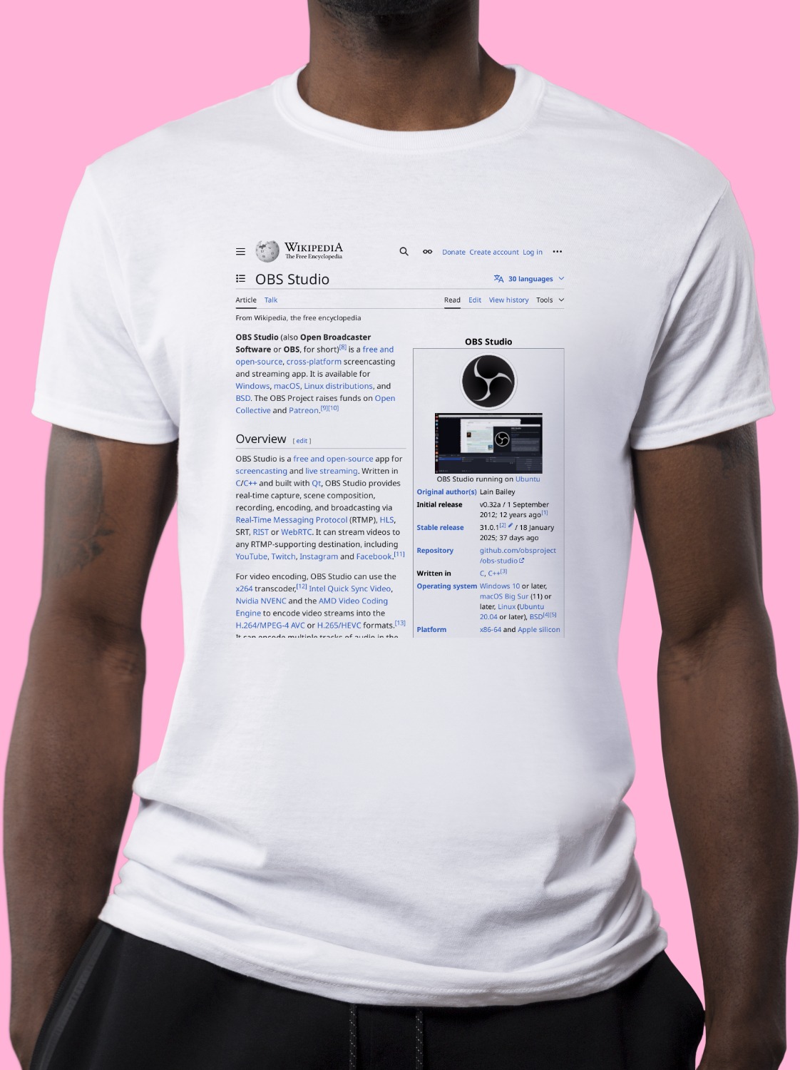 Open_Broadcaster_Software Wikipedia Shirt