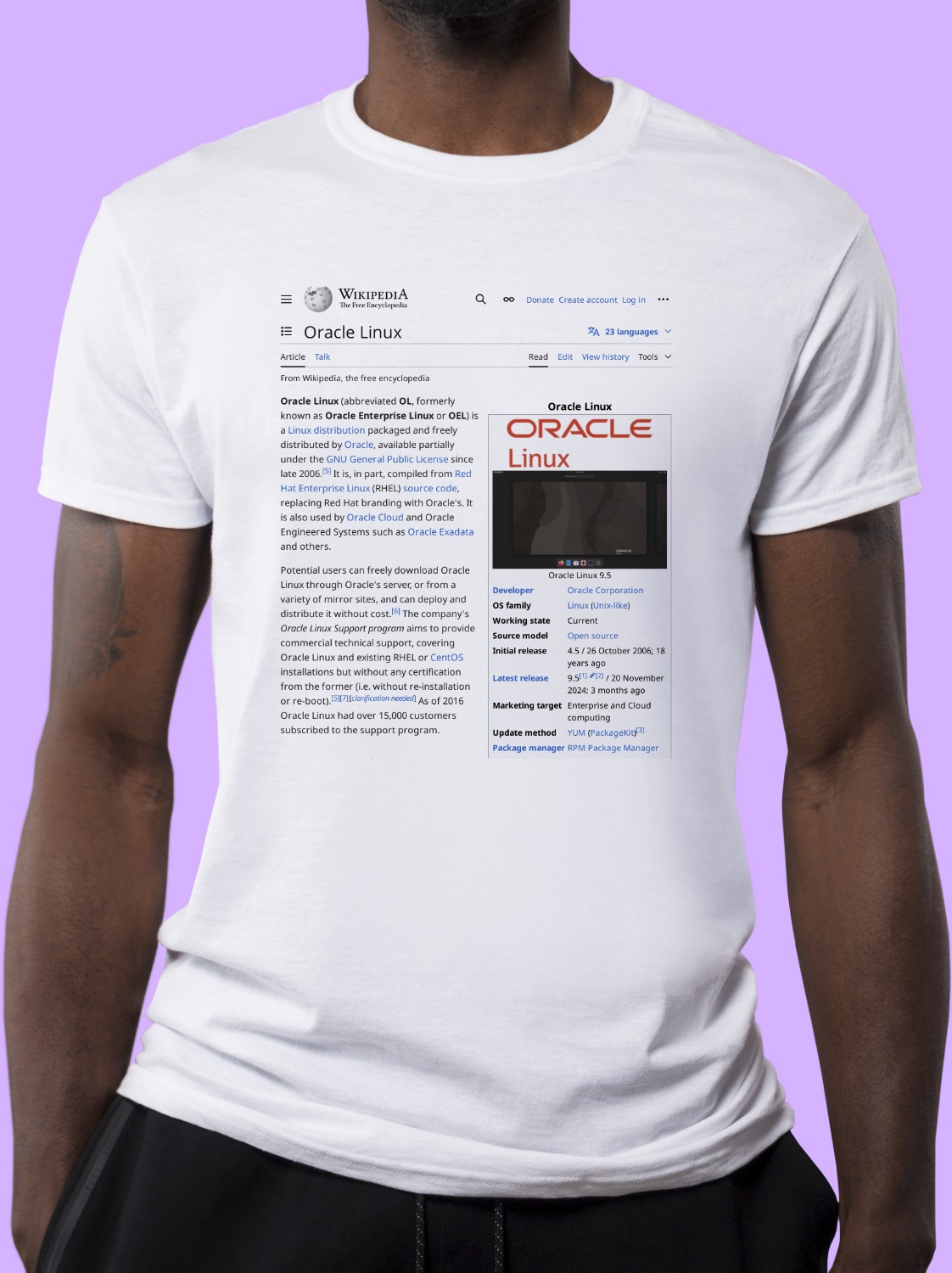 Oracle_Linux Wikipedia Shirt