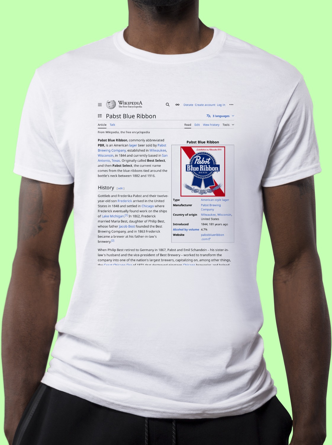 Pabst_Blue_Ribbon Wikipedia Shirt