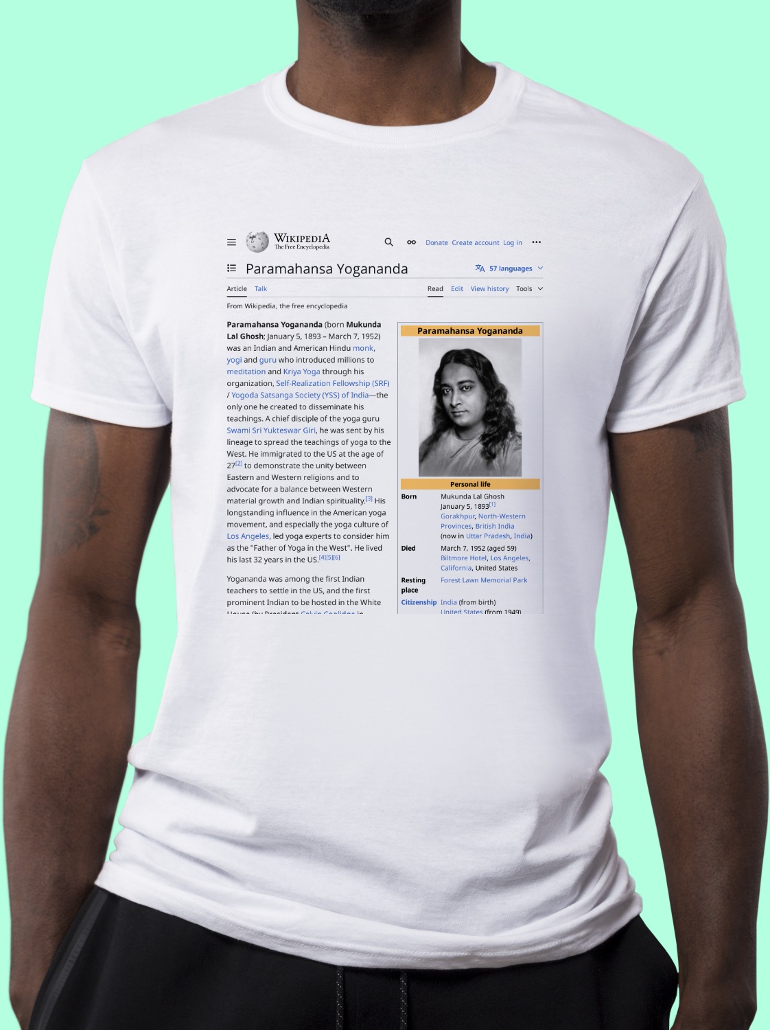 Paramahansa_Yogananda Wikipedia Shirt