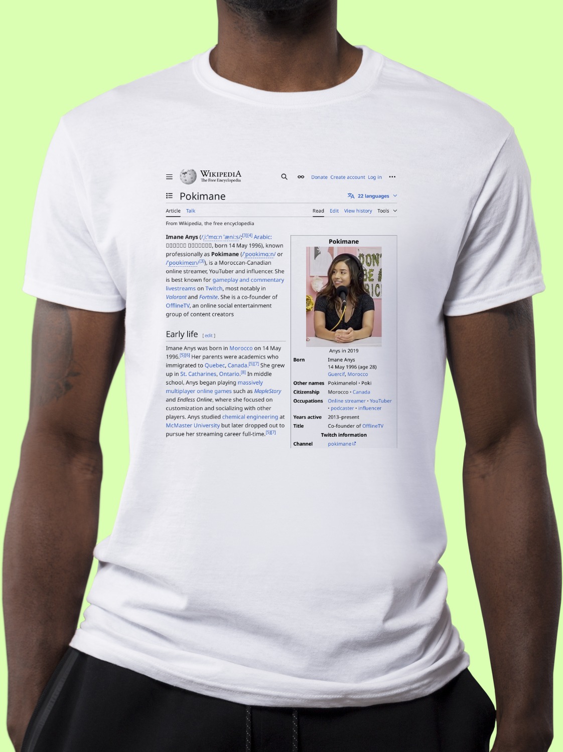 Pokimane Wikipedia Shirt