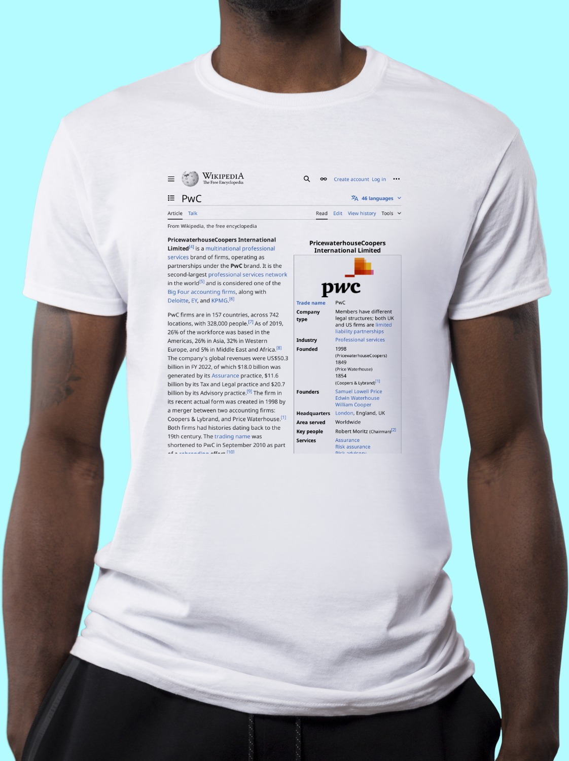 PricewaterhouseCoopers Wikipedia Shirt