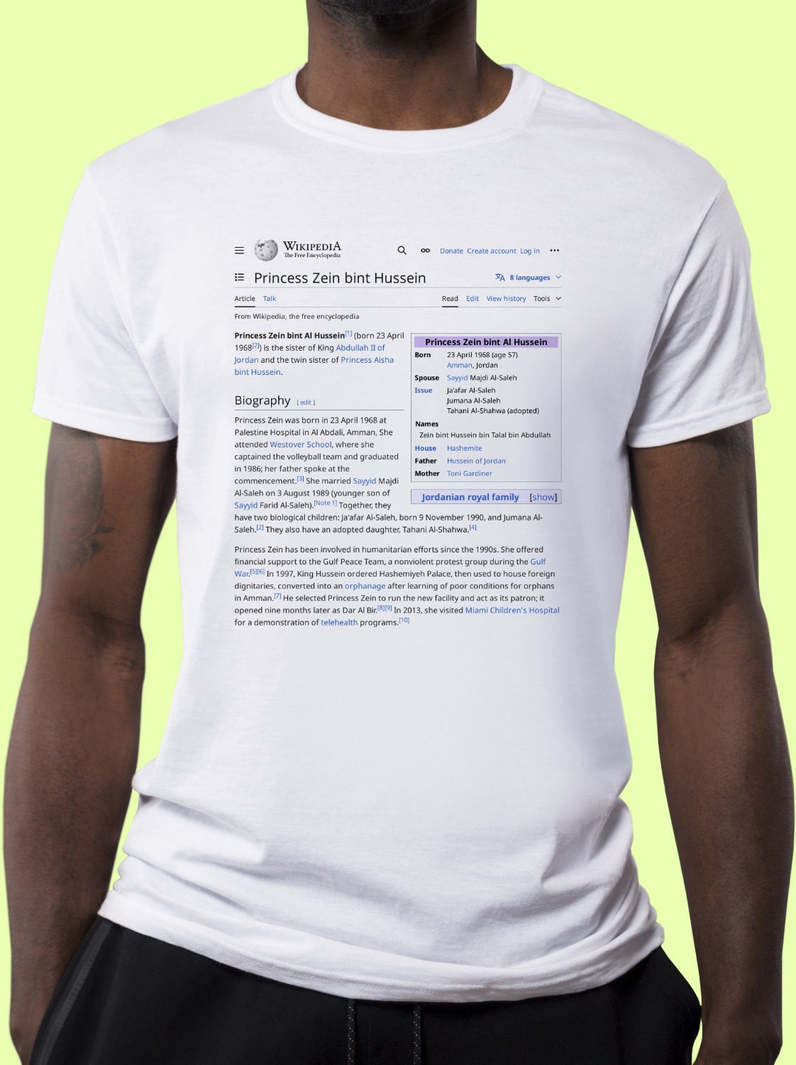 Princess_Zein_bint_Hussein Wikipedia Shirt