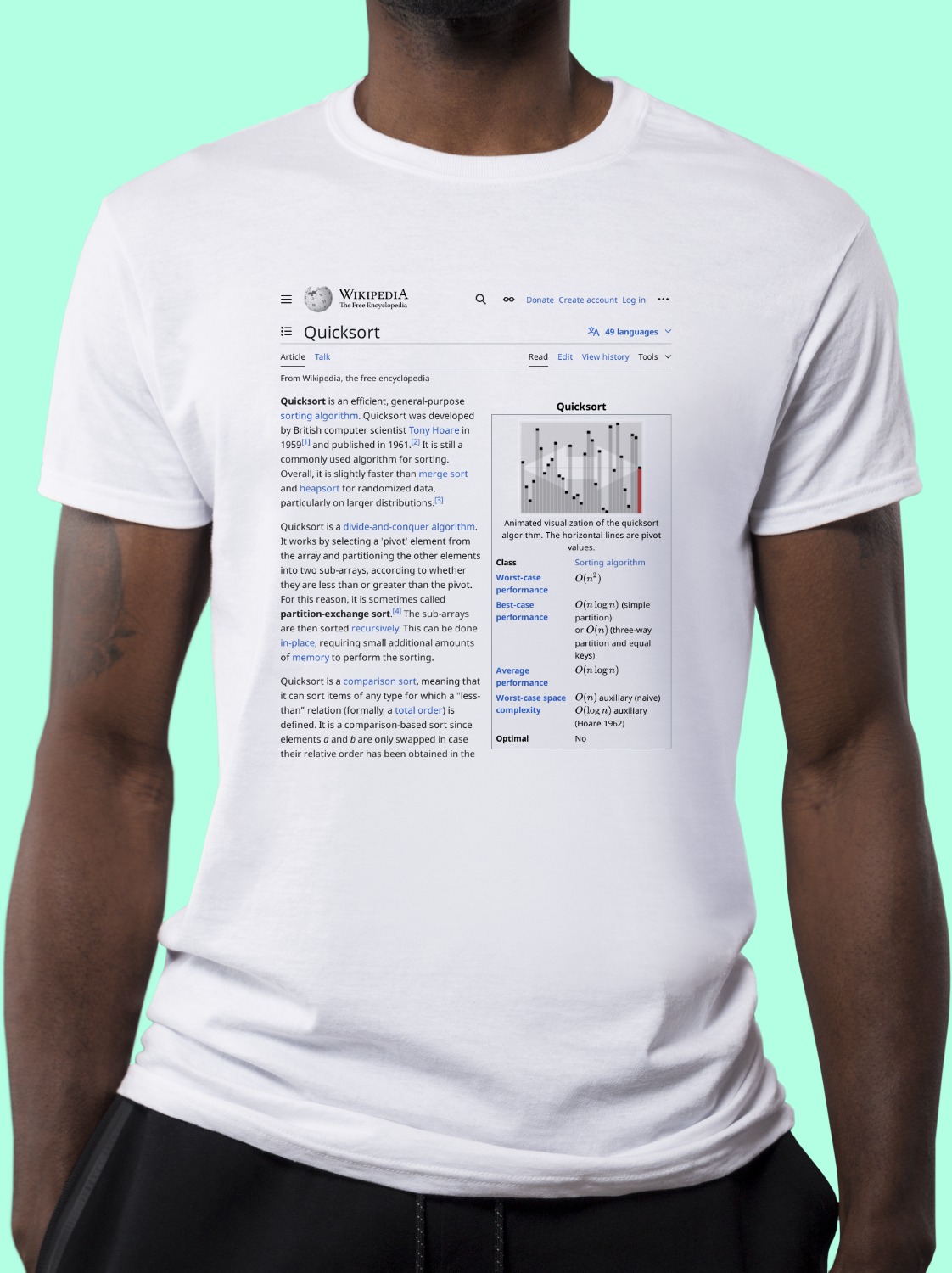 Quicksort Wikipedia Shirt