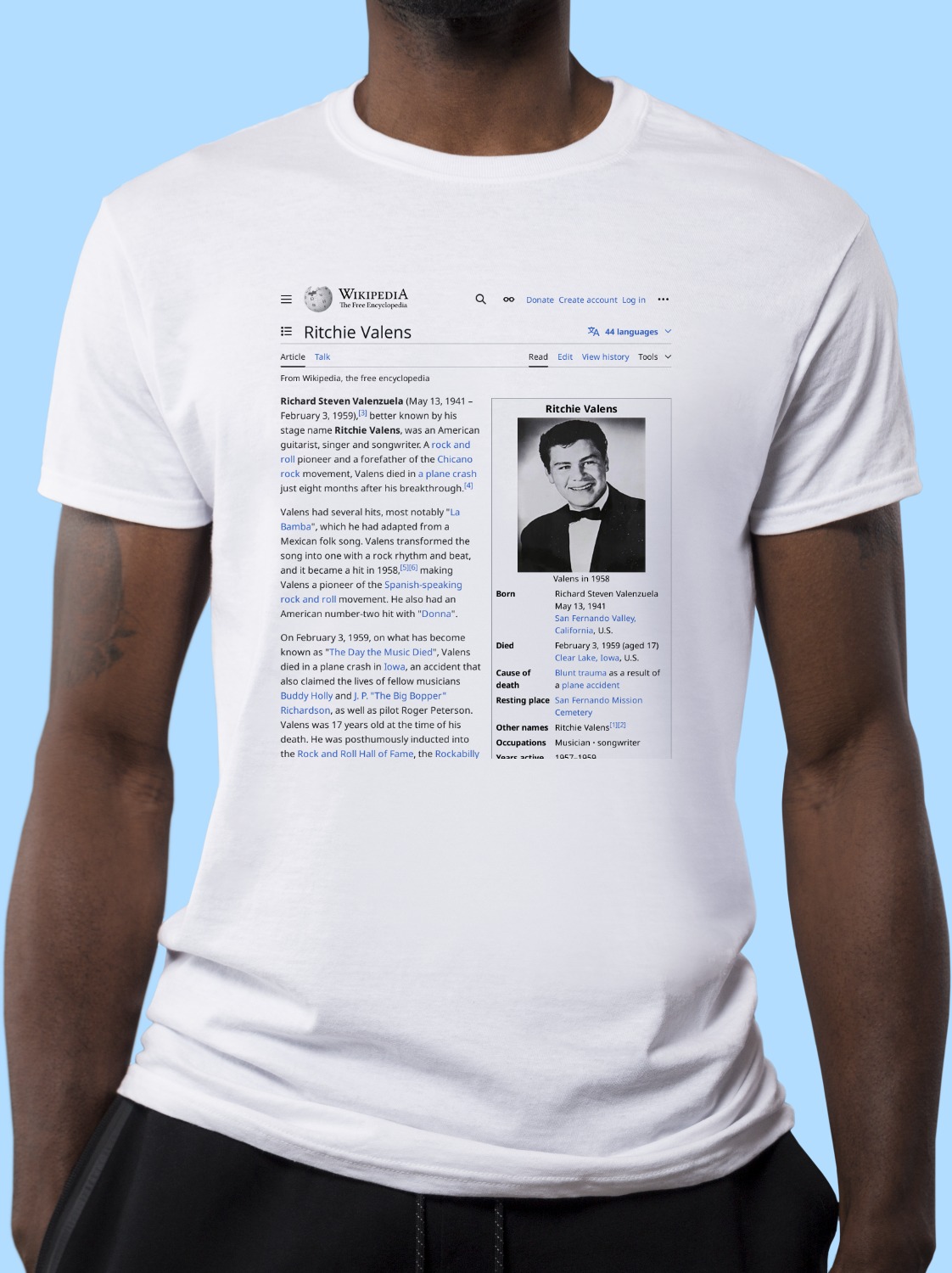 Ritchie_Valens Wikipedia Shirt