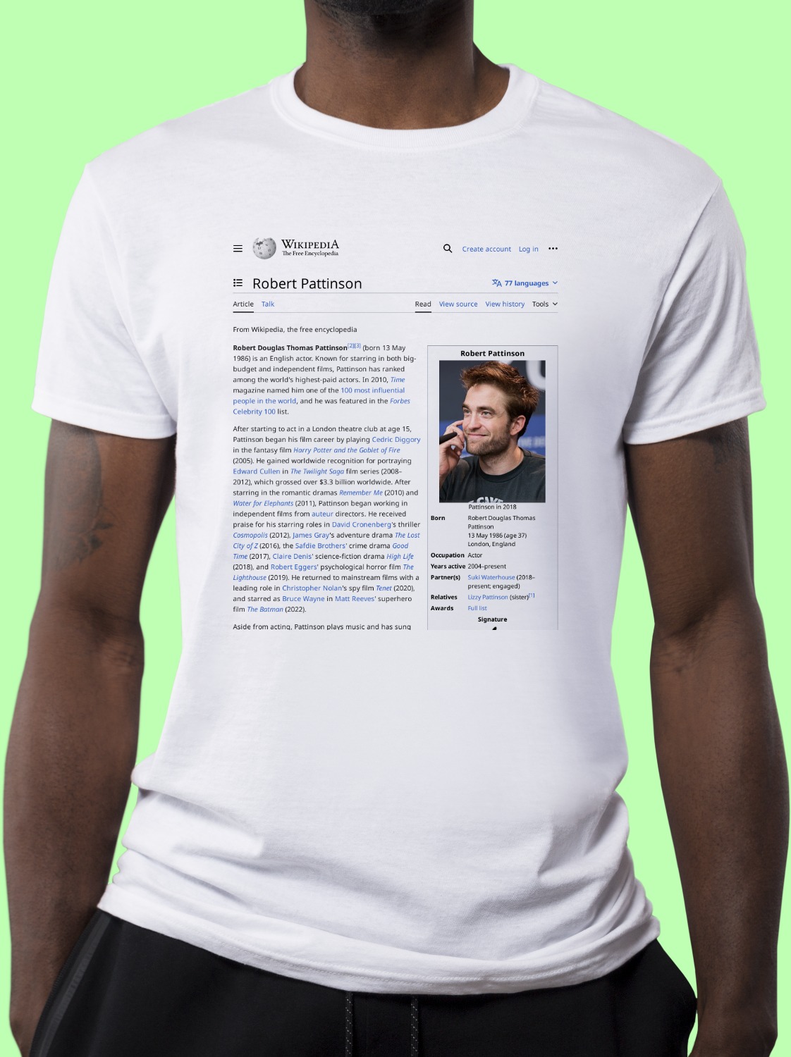 Robert_Pattinson Wikipedia Shirt