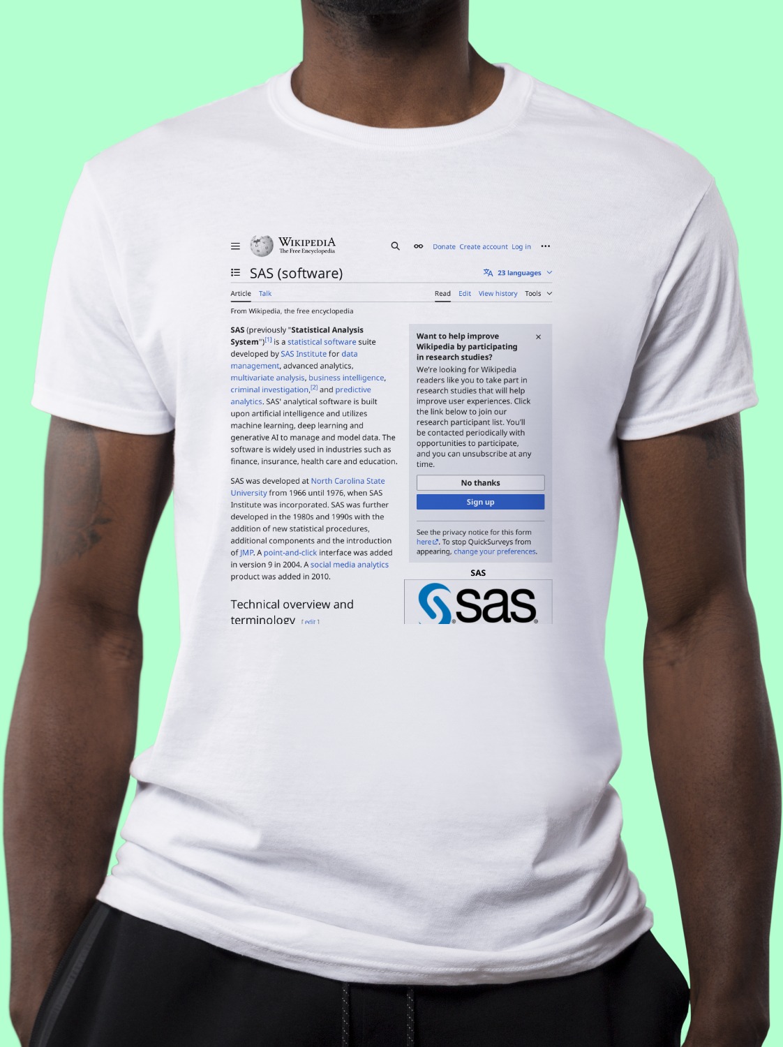 SAS_(software) Wikipedia Shirt