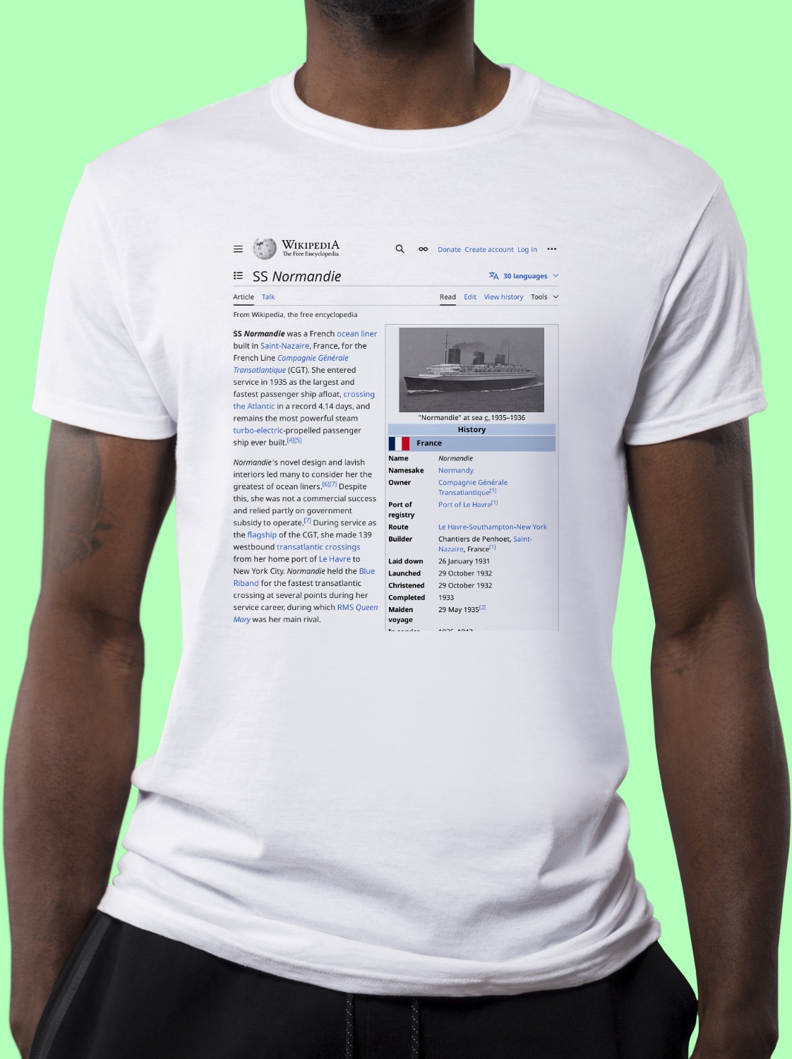 SS_Normandie Wikipedia Shirt