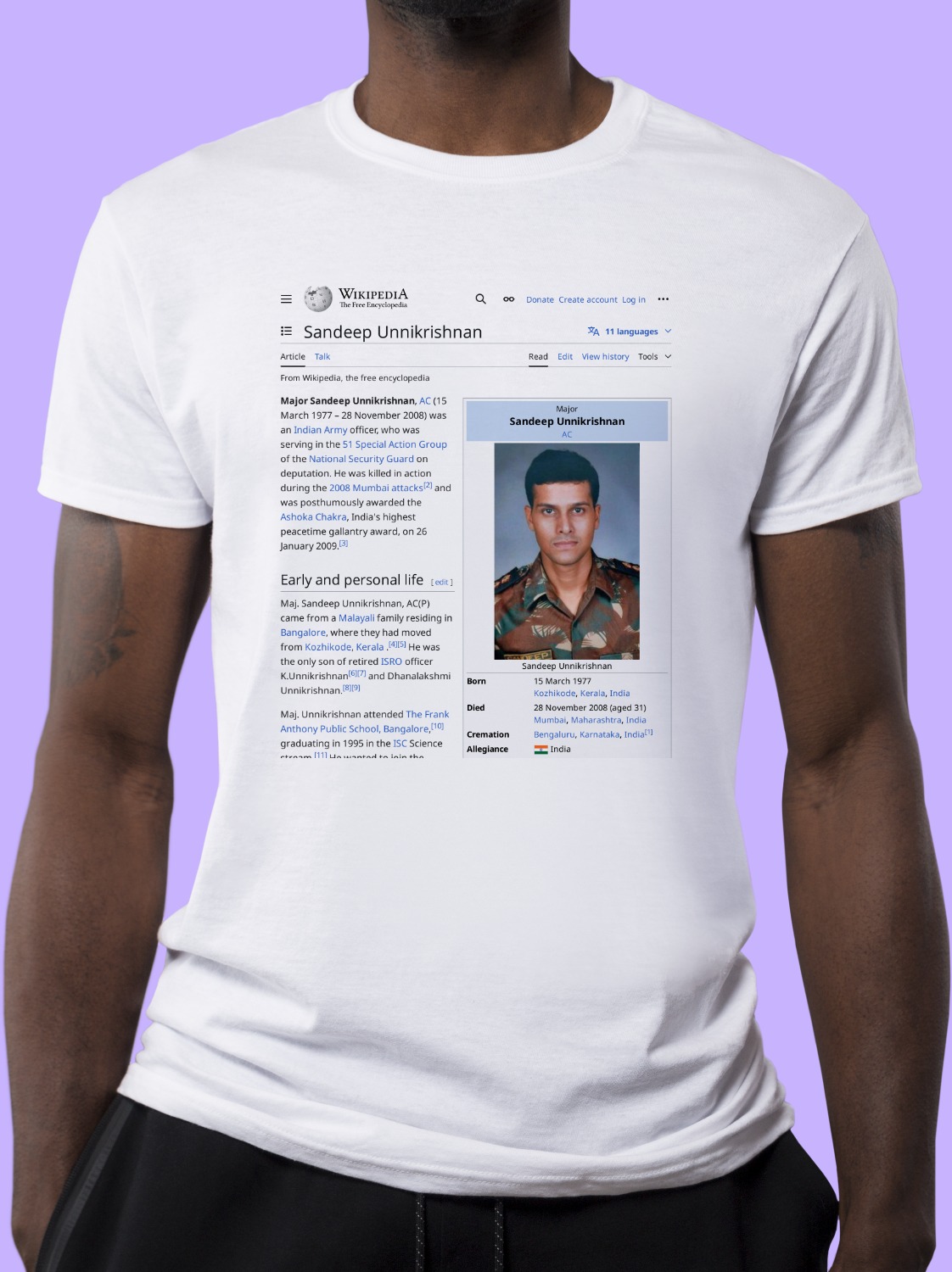 Sandeep_Unnikrishnan Wikipedia Shirt
