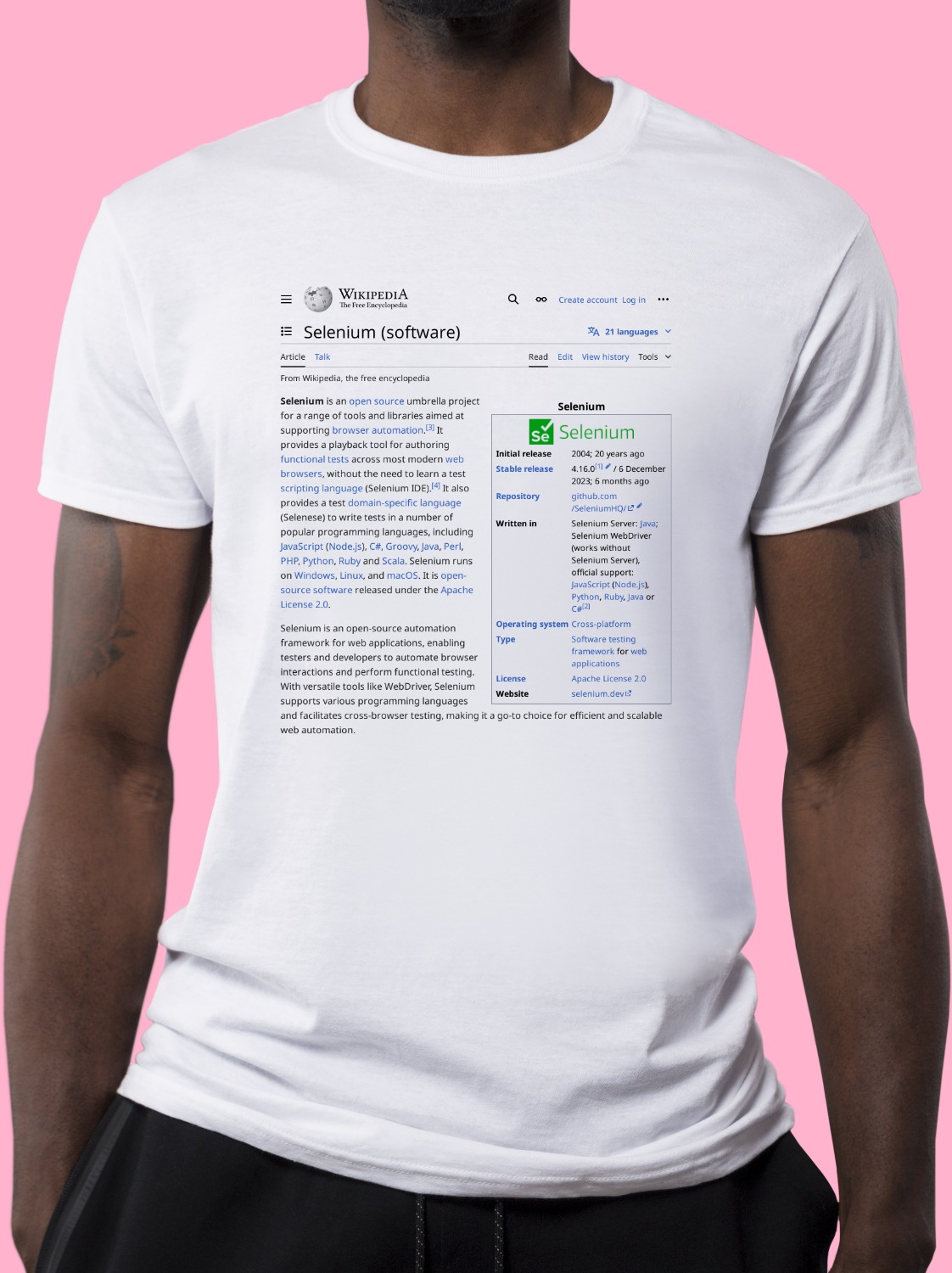 Selenium_(software) Wikipedia Shirt