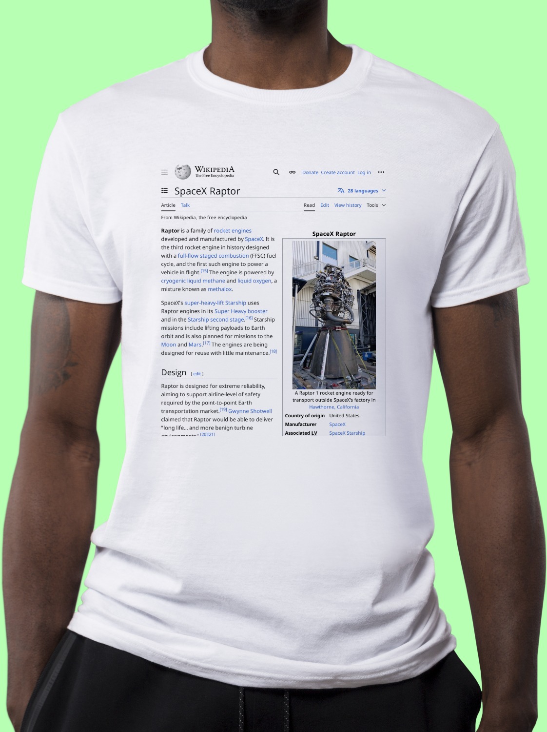 SpaceX_Raptor Wikipedia Shirt