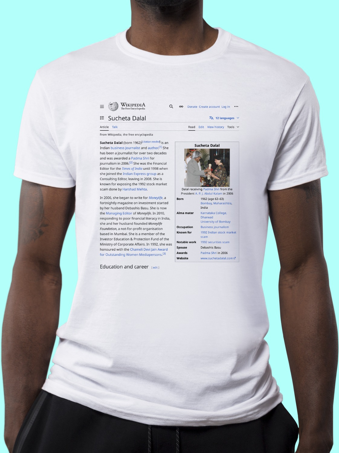 Sucheta_Dalal Wikipedia Shirt
