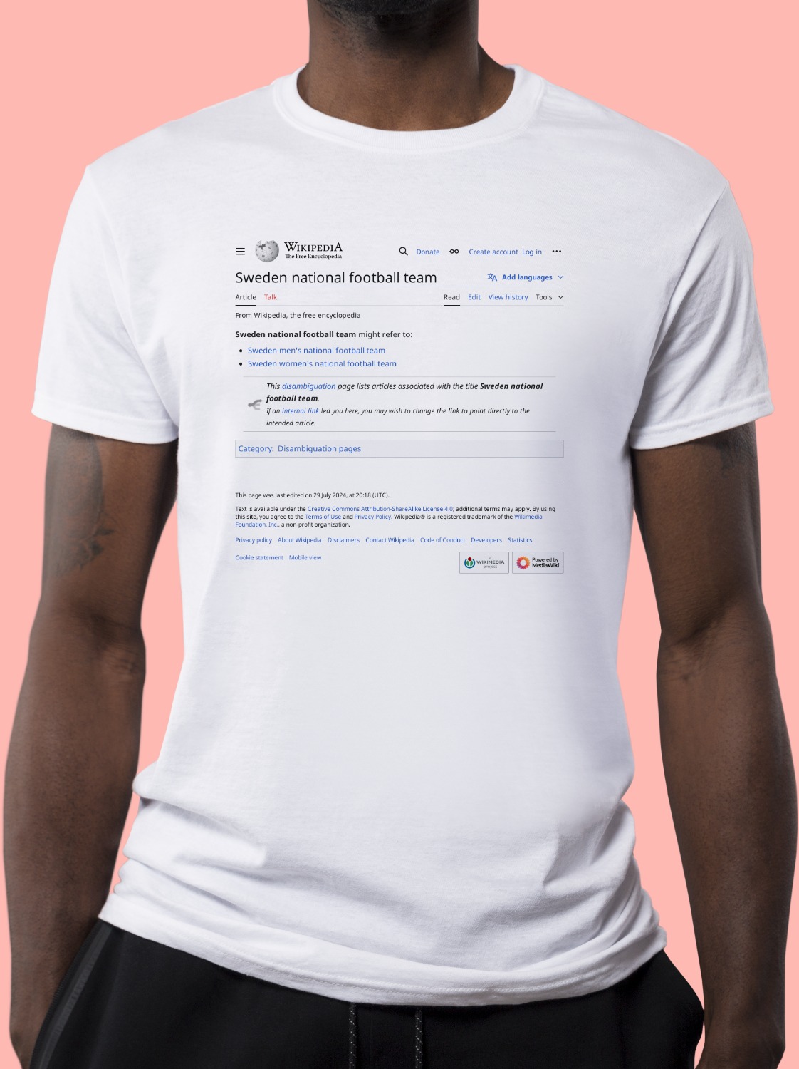 Sweden National Football Team Wikipedia T-Shirt