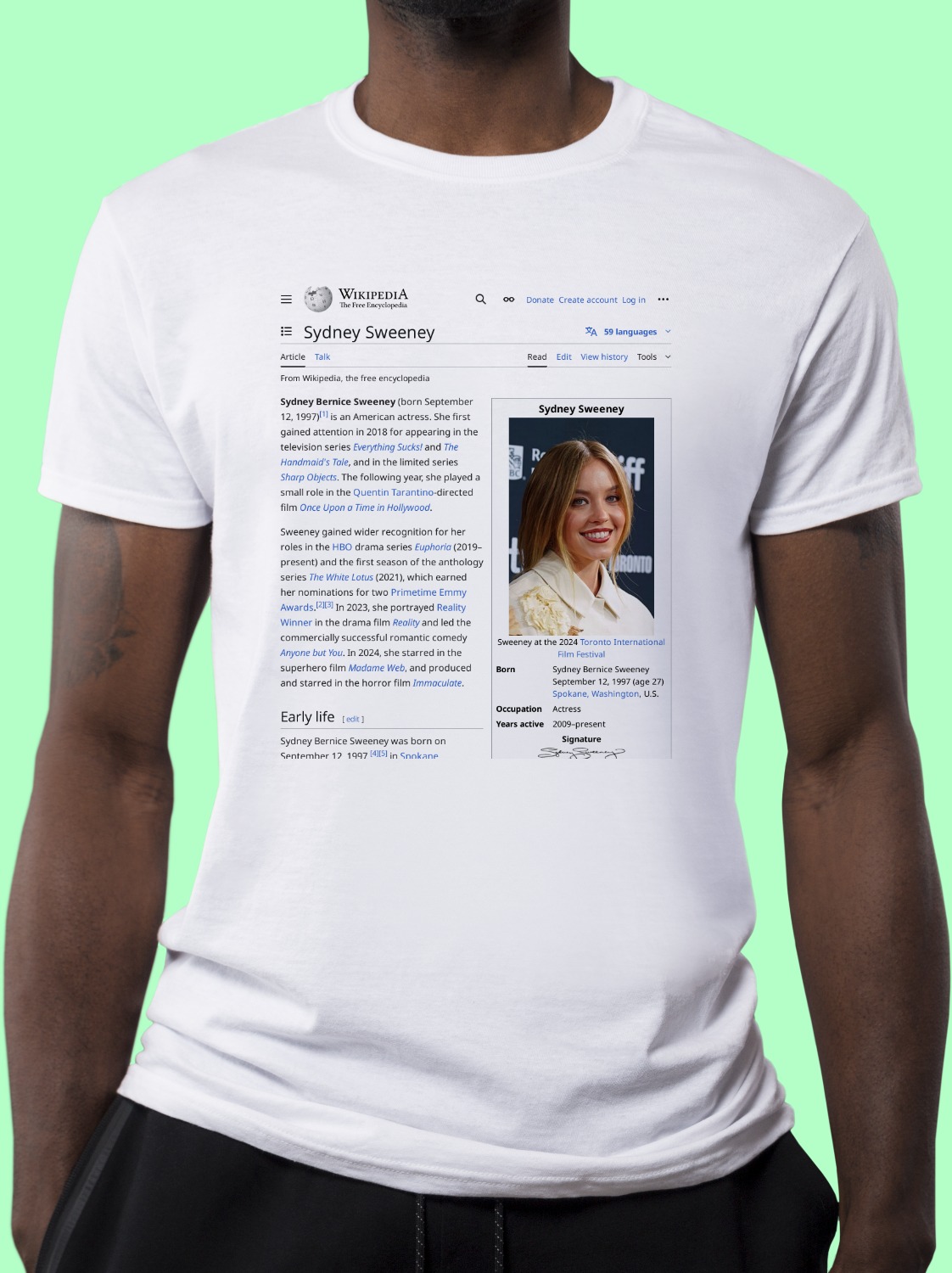 Sydney_Sweeney Wikipedia Shirt
