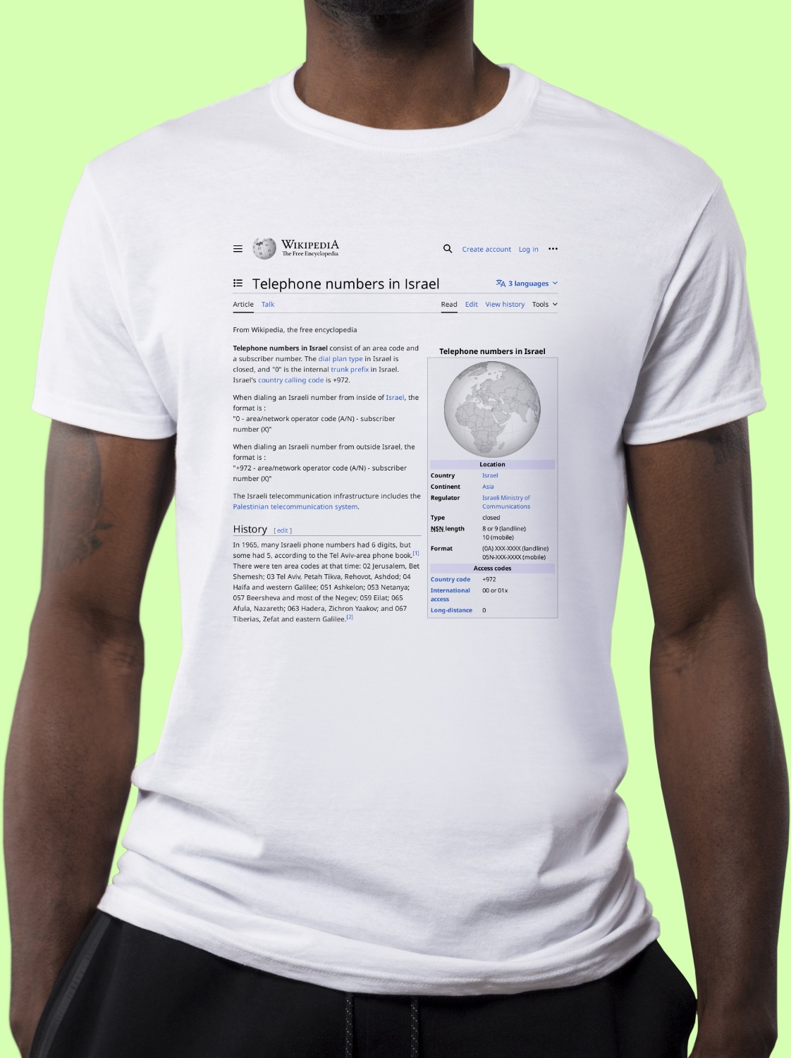 Telephone_numbers_in_Israel Wikipedia Shirt
