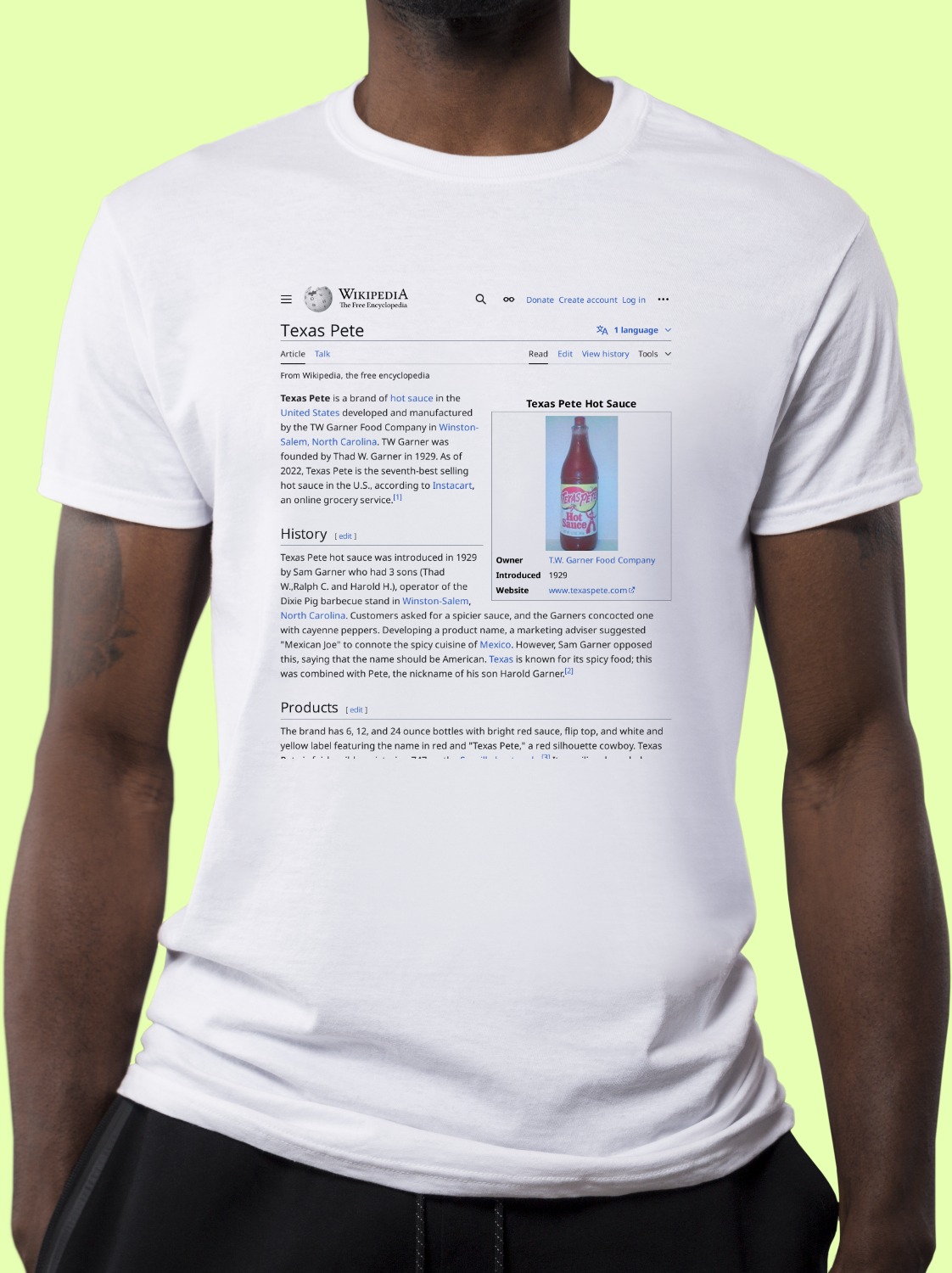 Texas_Pete Wikipedia Shirt