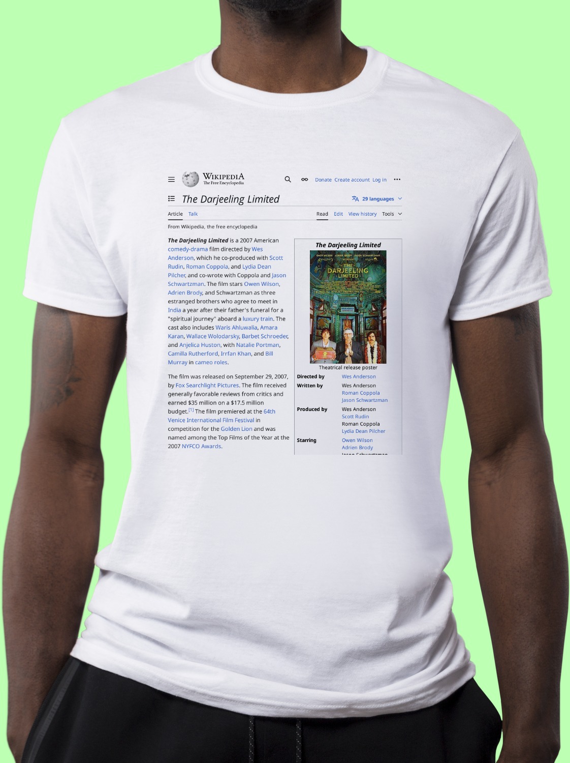 The_Darjeeling_Limited Wikipedia Shirt