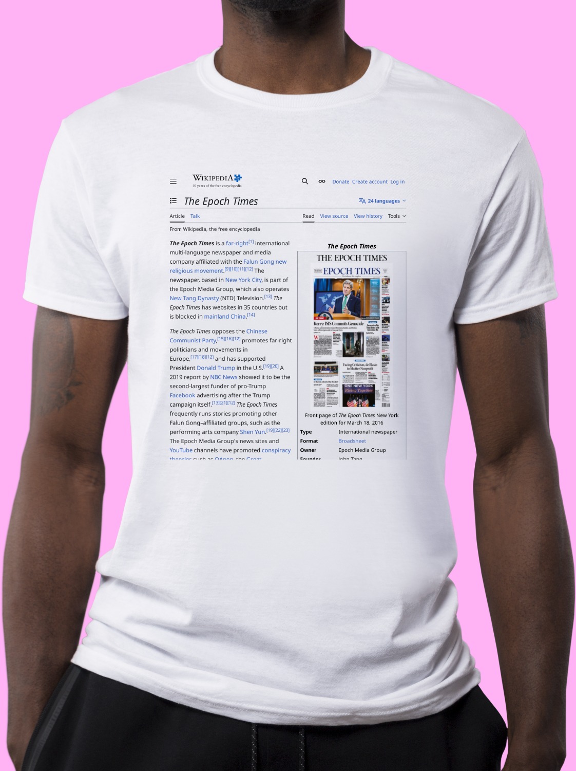 The epoch times wikipedia t shirt