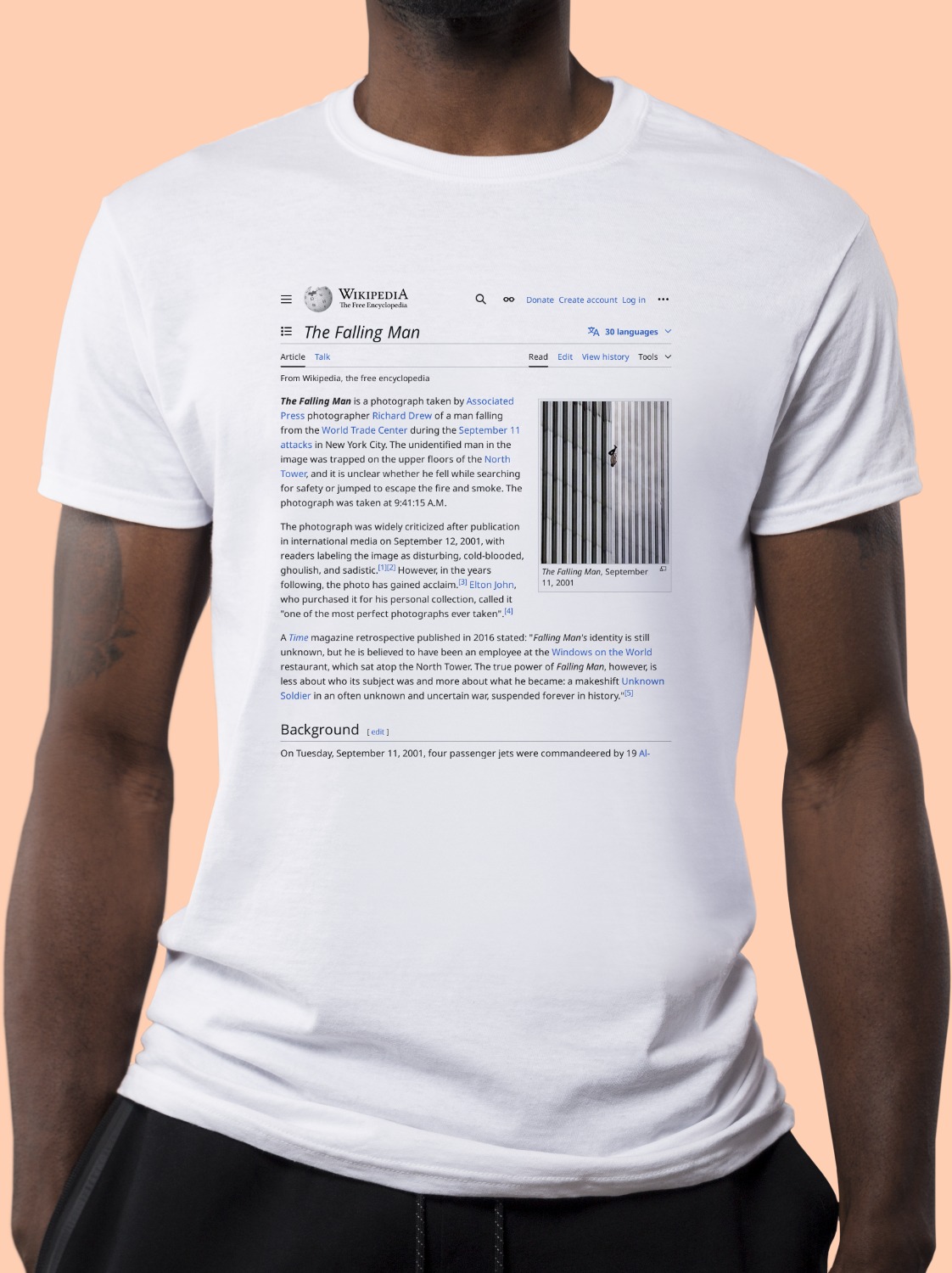 The_Falling_Man Wikipedia Shirt