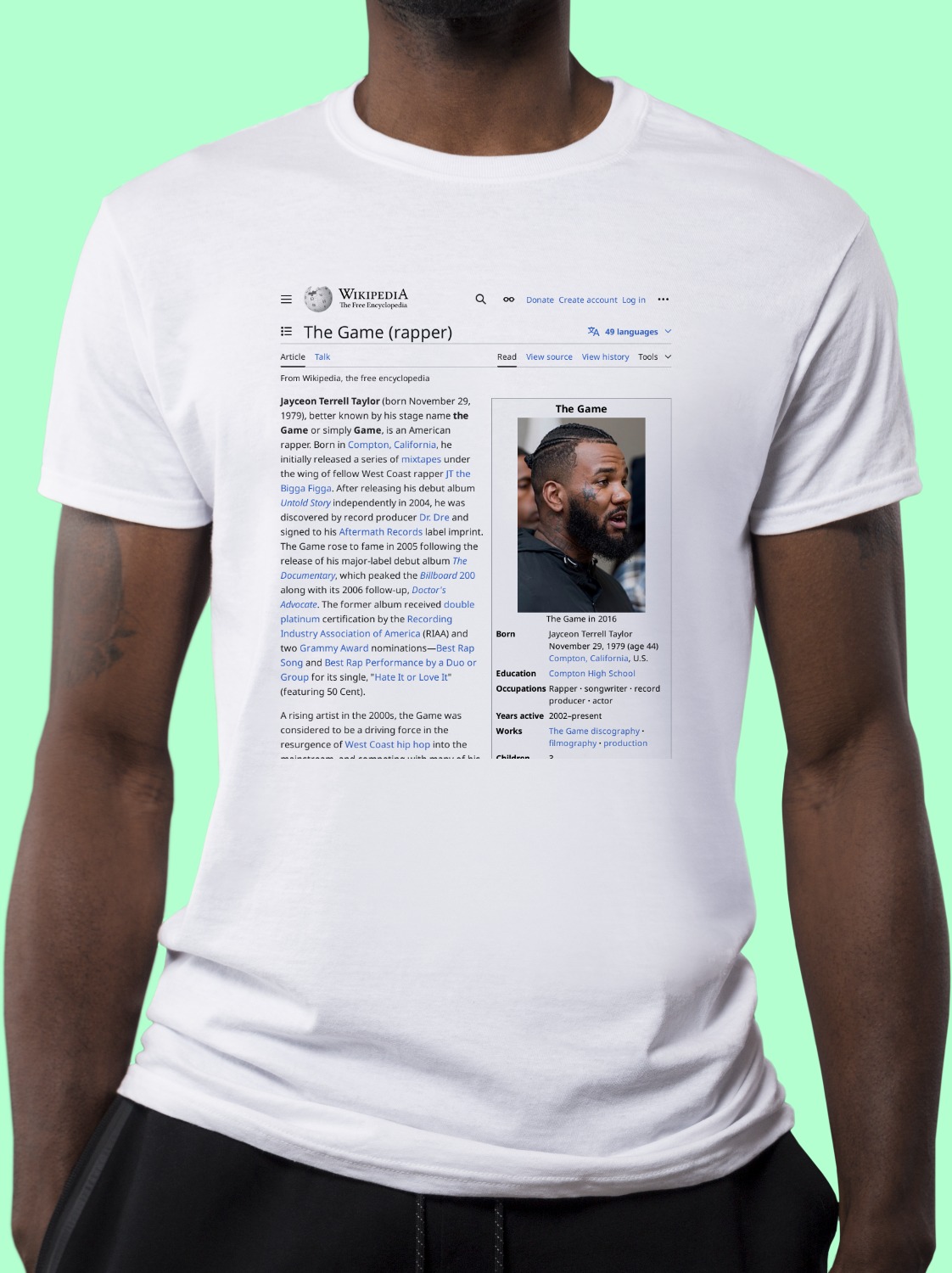 The_Game_(rapper) Wikipedia Shirt