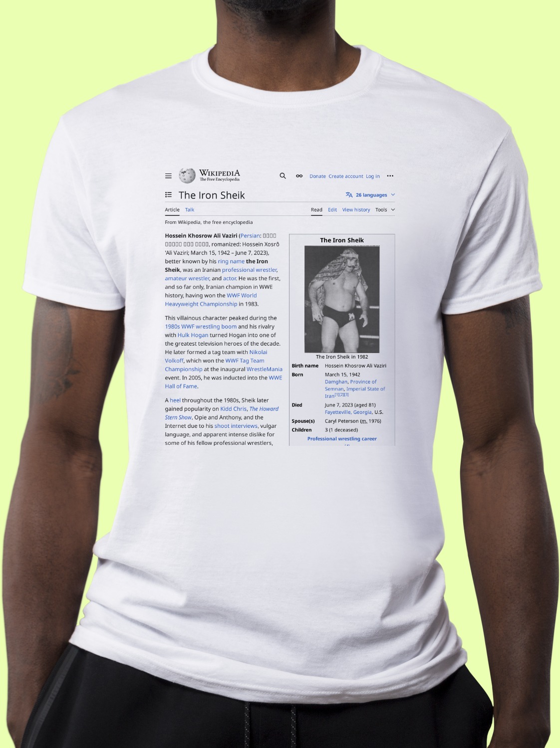 The Iron Sheik Wikipedia T-Shirt