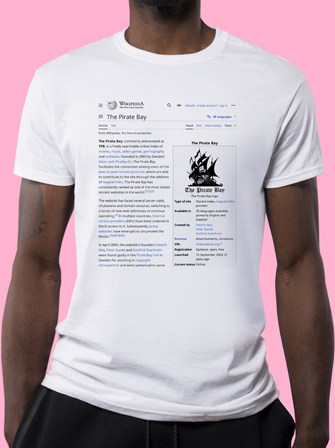 The_Pirate_Bay Wikipedia Shirt