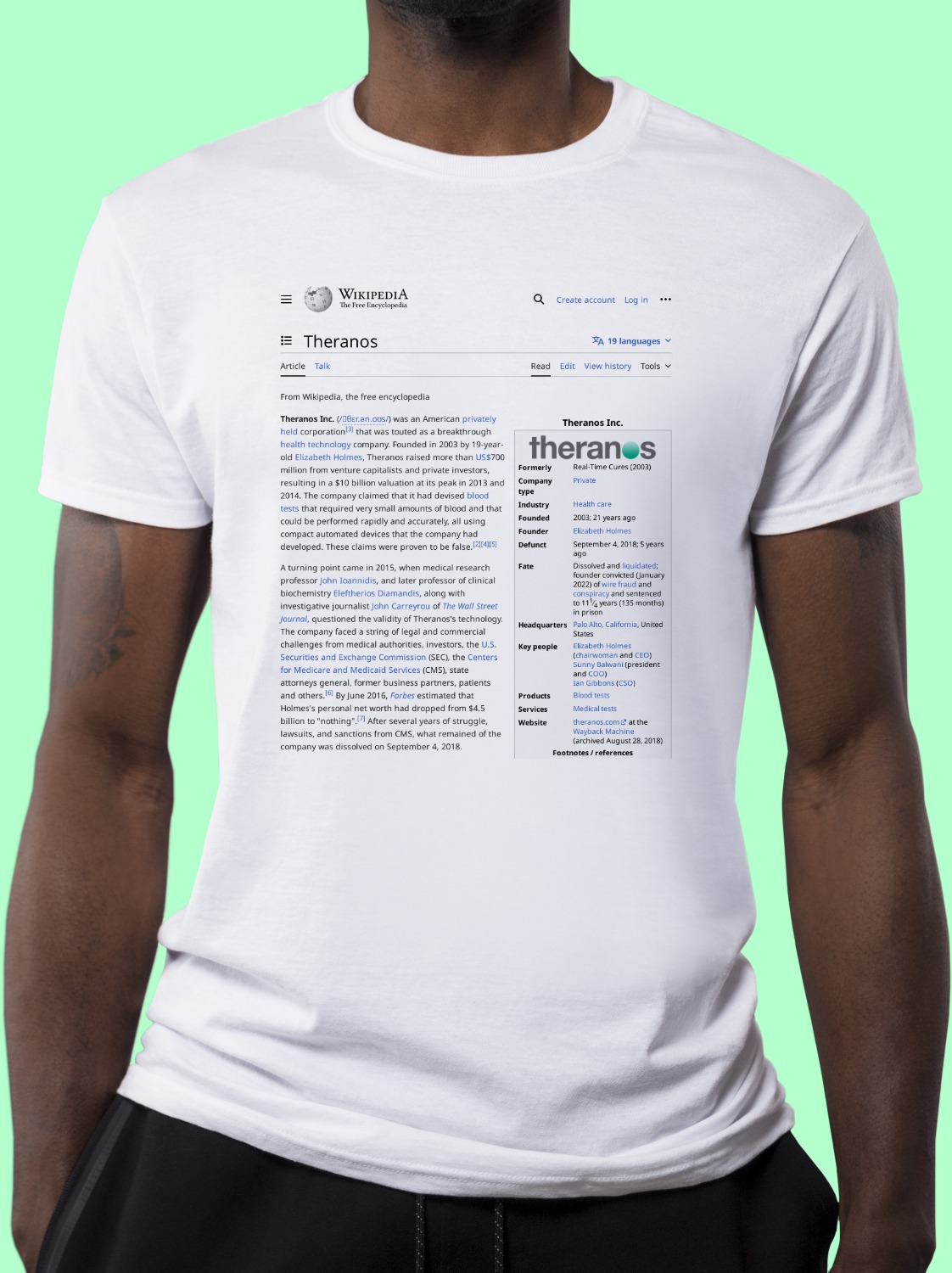 Theranos Wikipedia Shirt