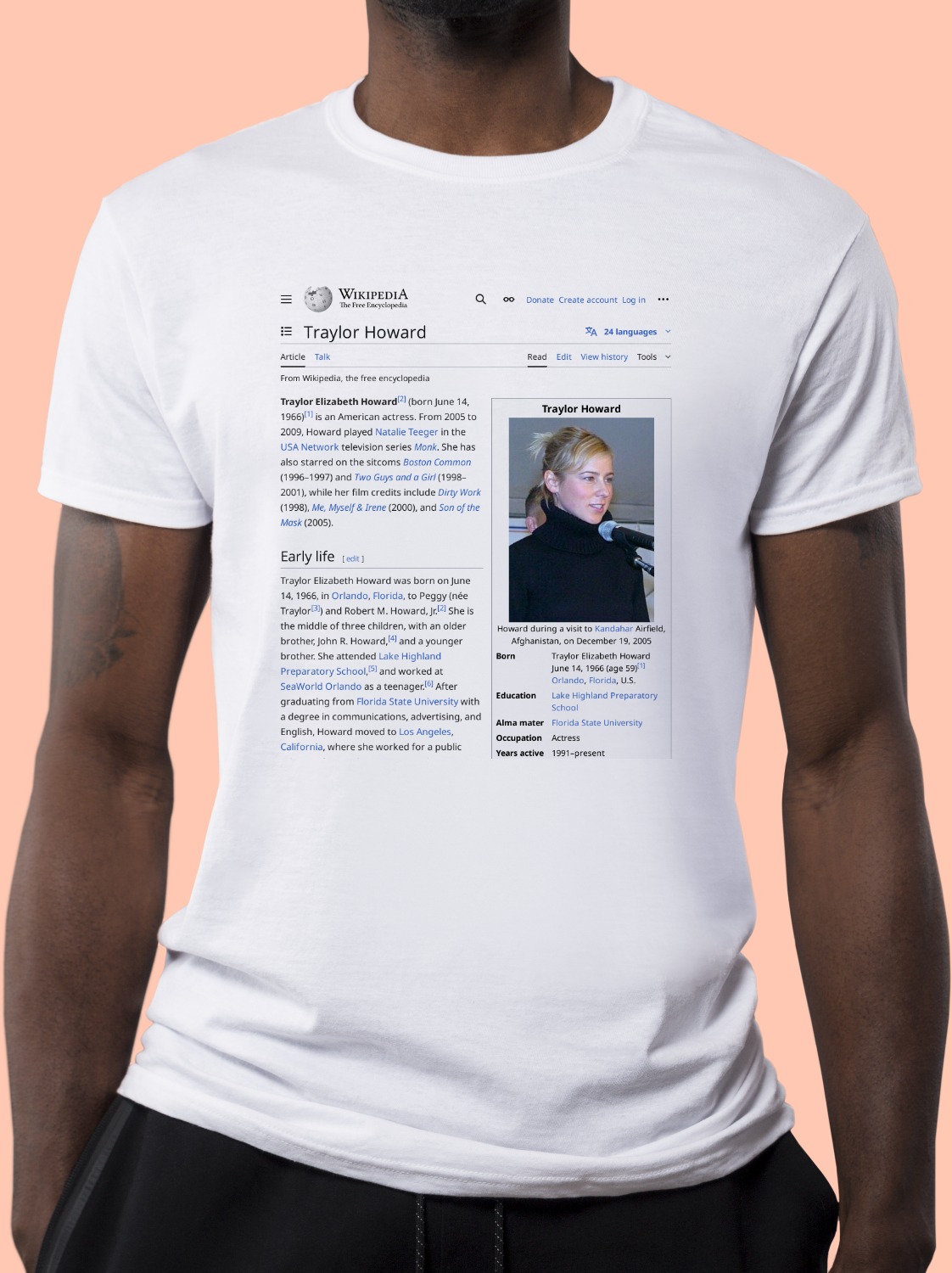 Traylor_Howard Wikipedia Shirt