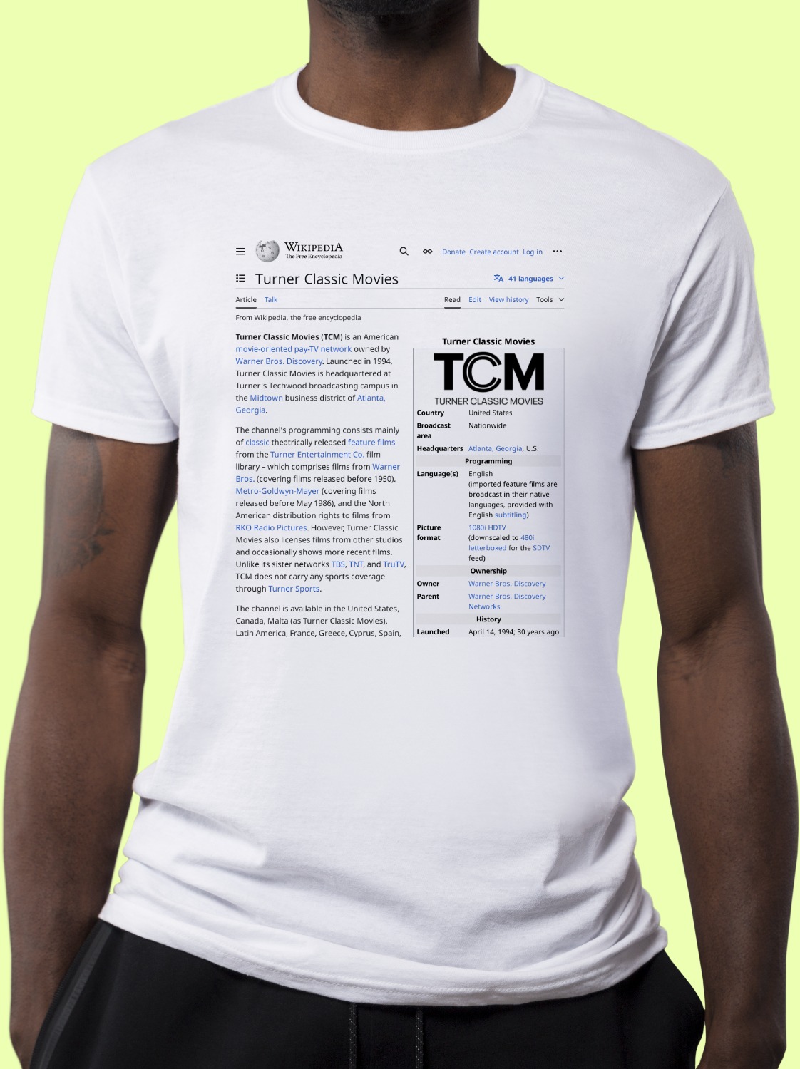 Turner_Classic_Movies Wikipedia Shirt