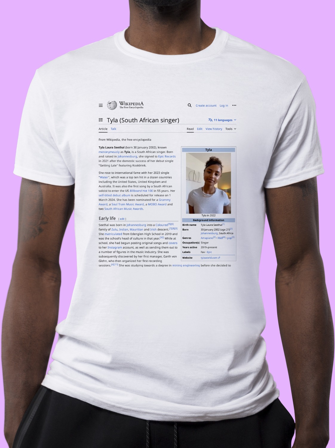 Tyla_(South_African_singer) Wikipedia Shirt