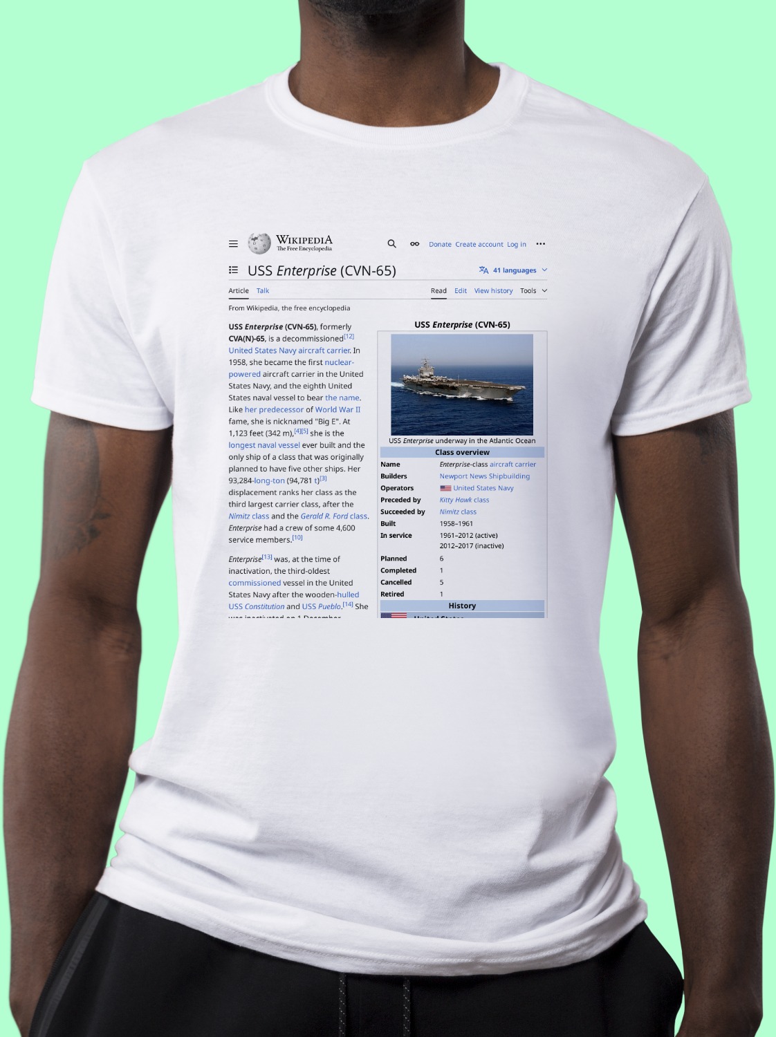 USS_Enterprise_(CVN-65) Wikipedia Shirt