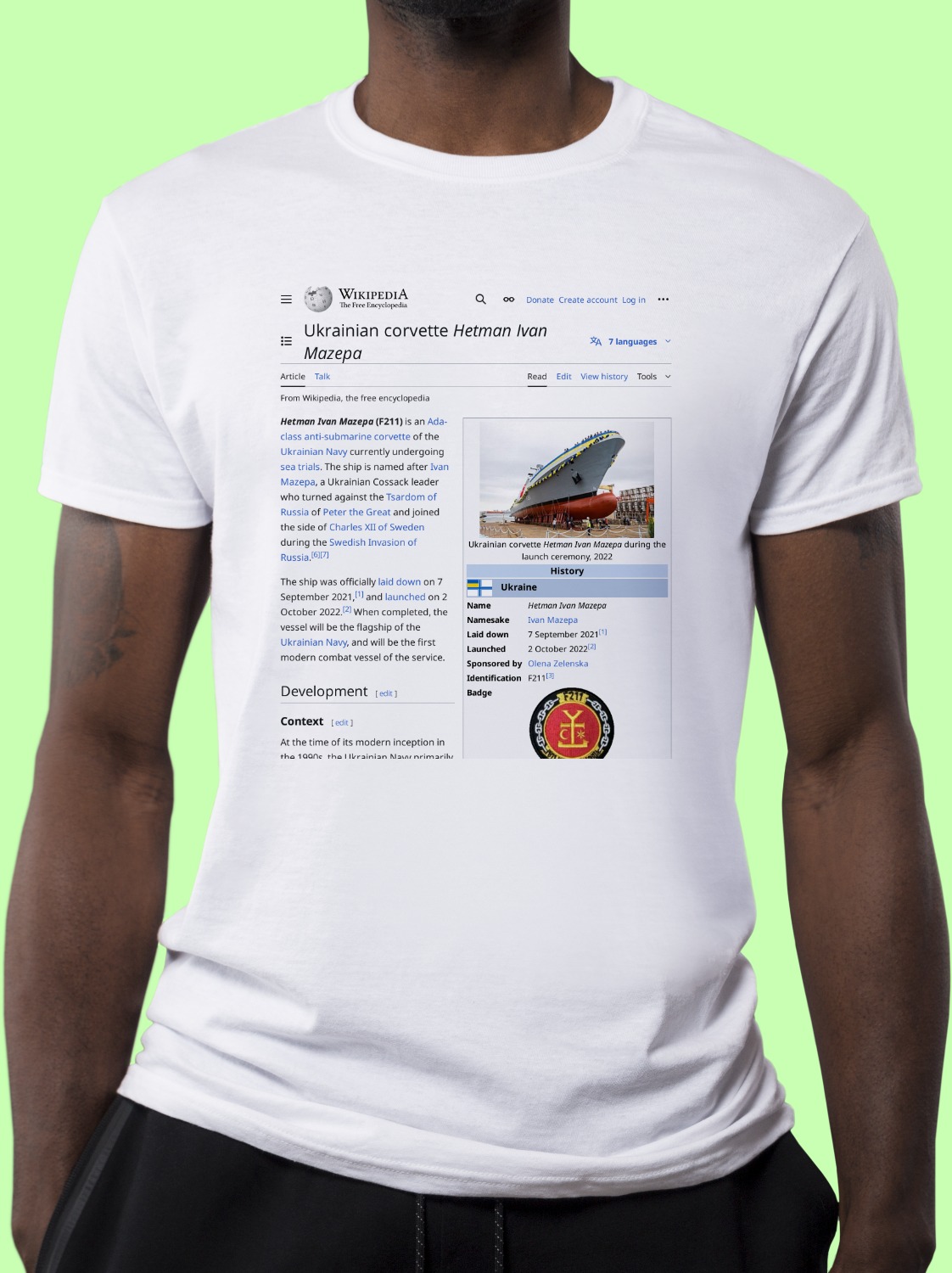 Ukrainian_corvette_Hetman_Ivan_Mazepa Wikipedia Shirt