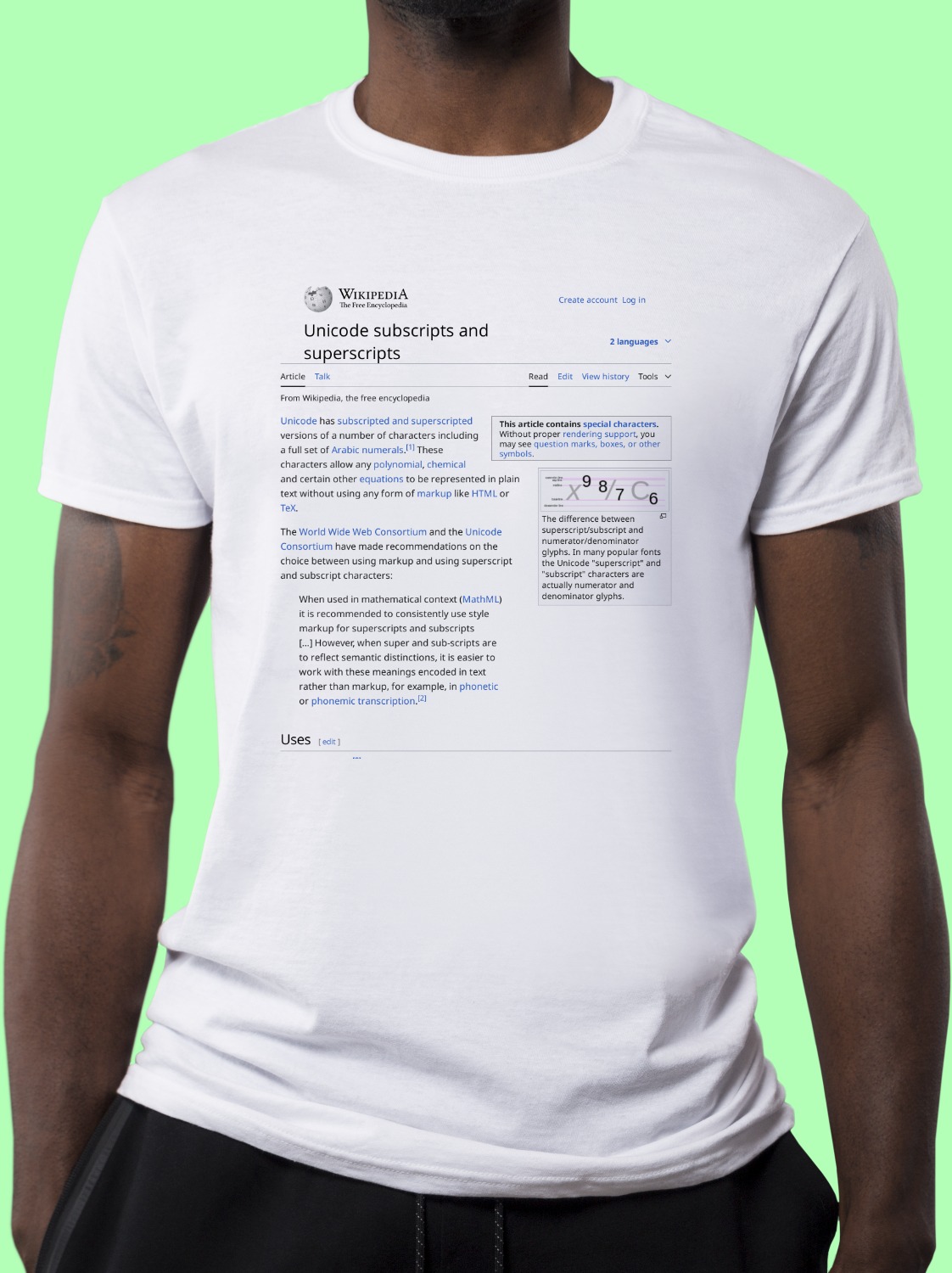 Unicode_subscripts_and_superscripts Wikipedia Shirt