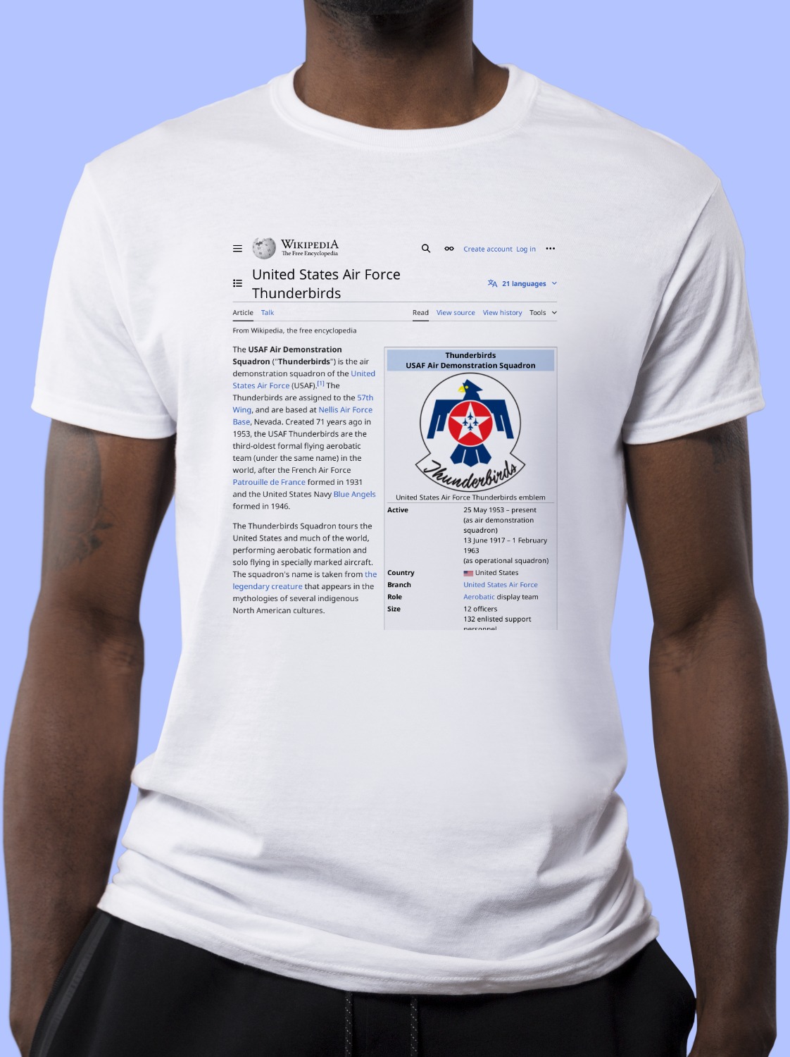 United_States_Air_Force_Thunderbirds Wikipedia Shirt