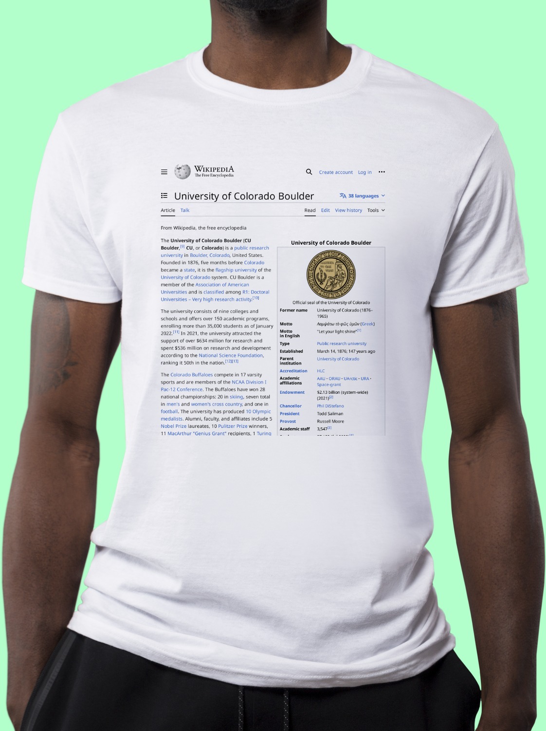 University_of_Colorado_Boulder Wikipedia Shirt
