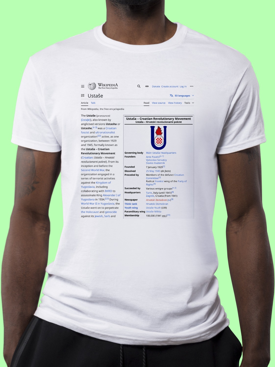 Ustaše Wikipedia Shirt