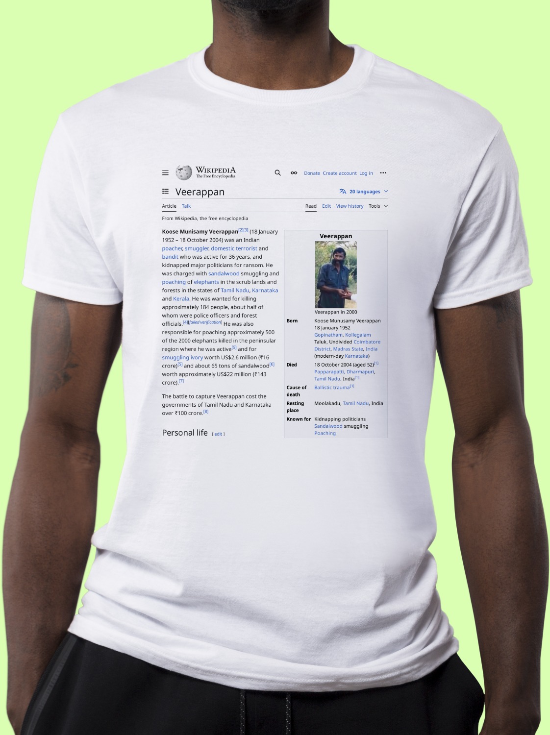Veerappan Wikipedia Shirt