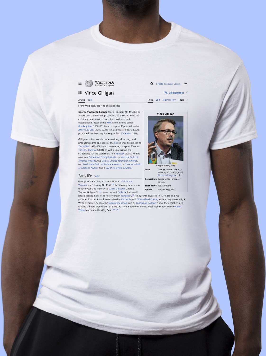 Vince Gilligan Wikipedia T-Shirt