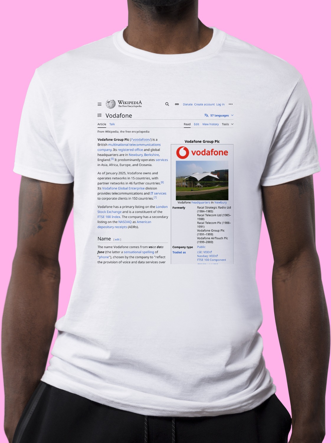 Vodafone Wikipedia Shirt