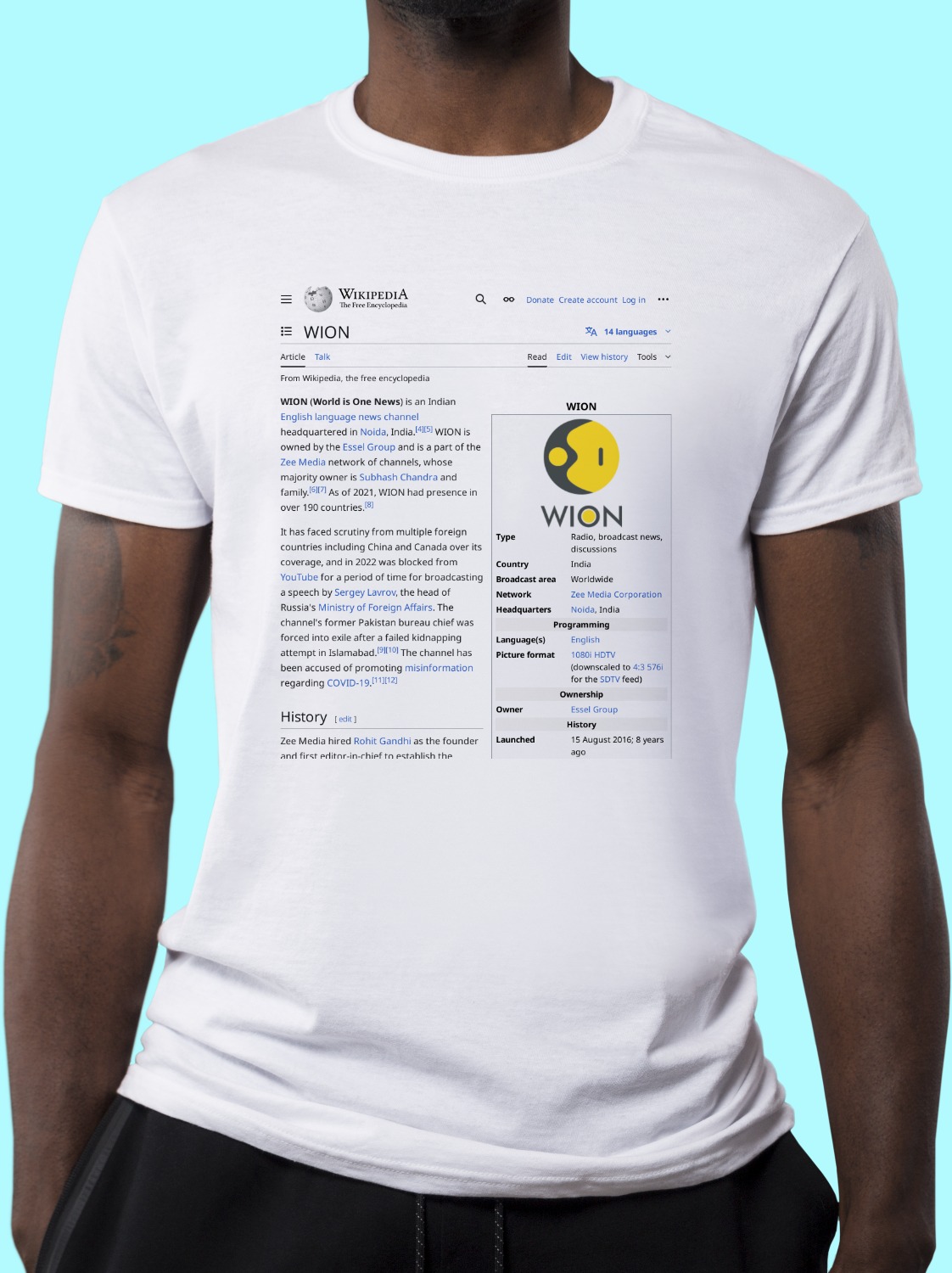 WION_(TV_channel) Wikipedia Shirt