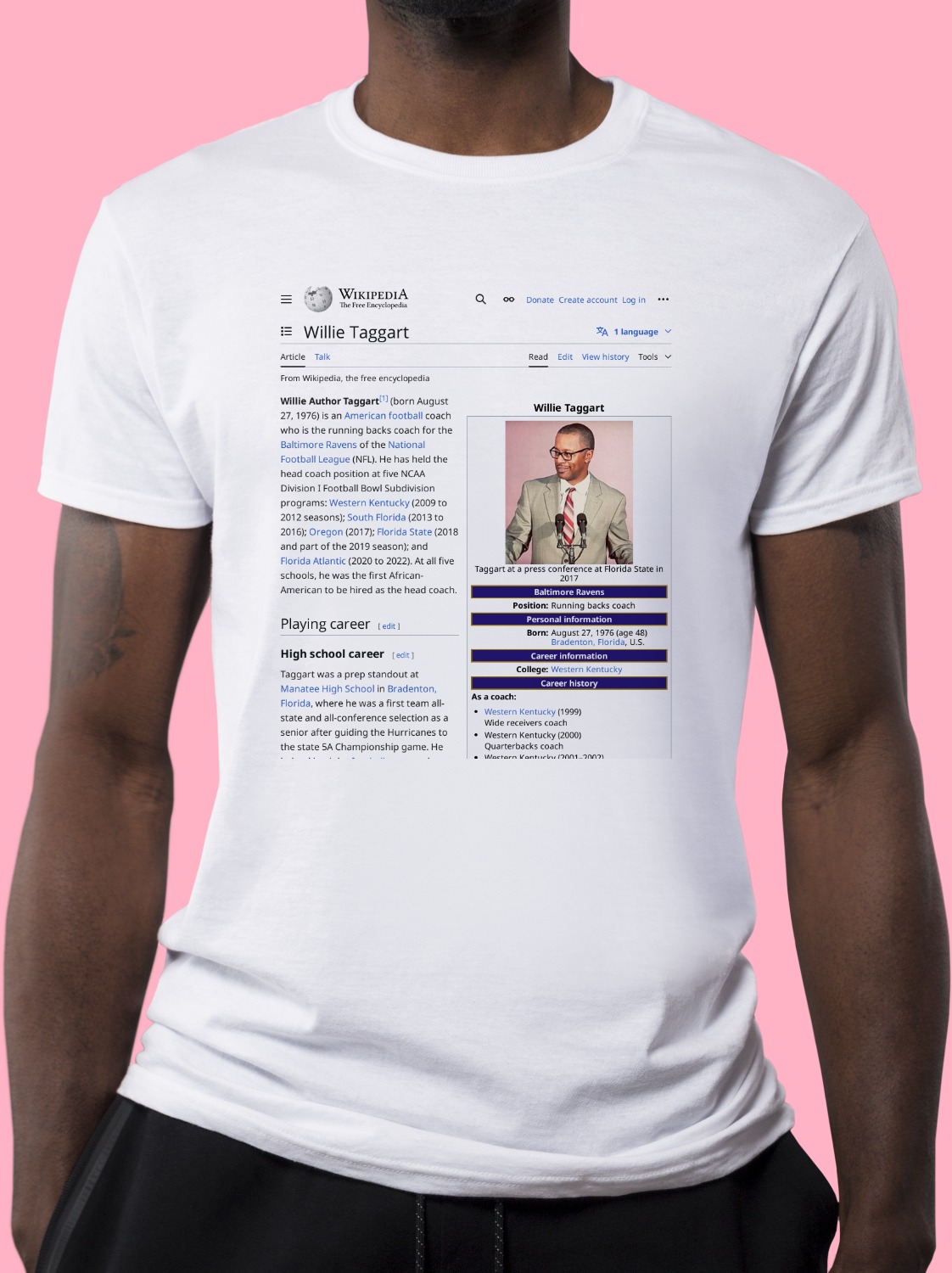 Willie_Taggart Wikipedia Shirt