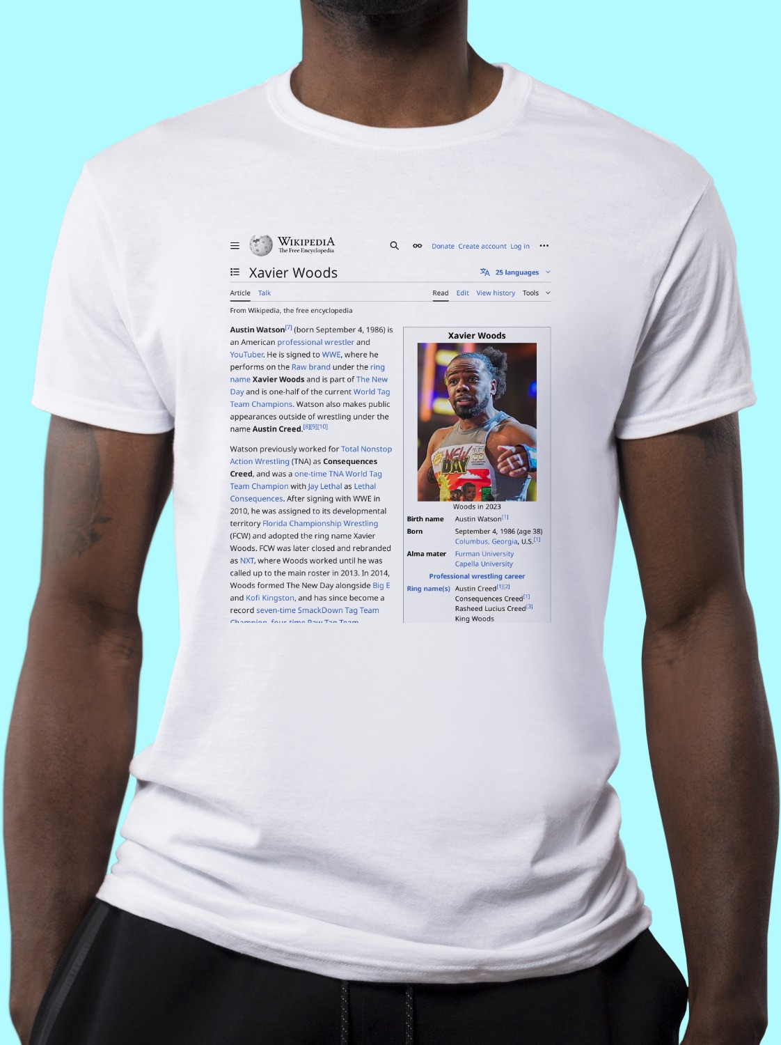 Xavier_Woods Wikipedia Shirt