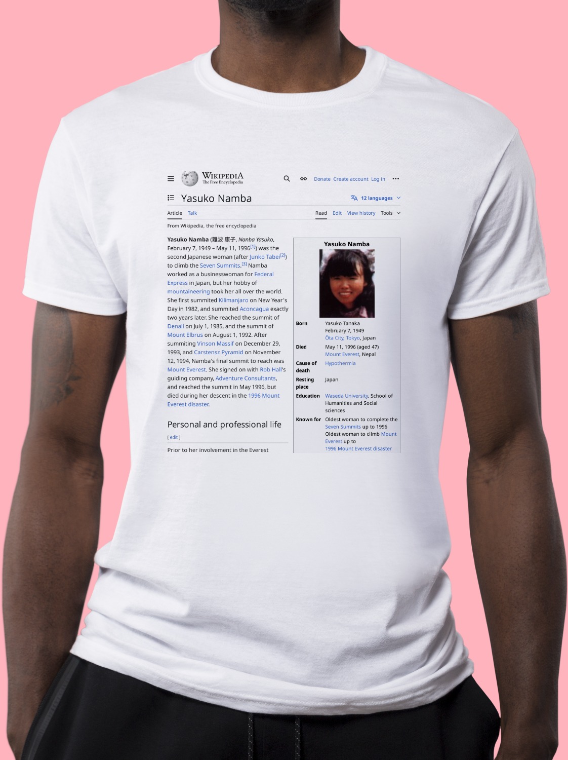 Yasuko_Namba Wikipedia Shirt