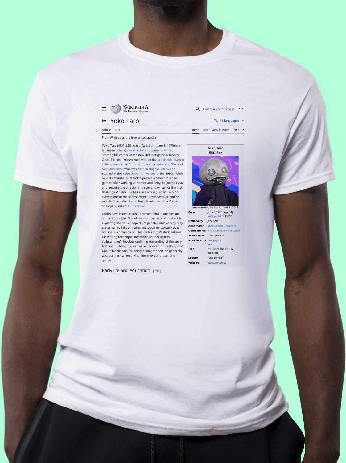 Yoko_Taro Wikipedia Shirt